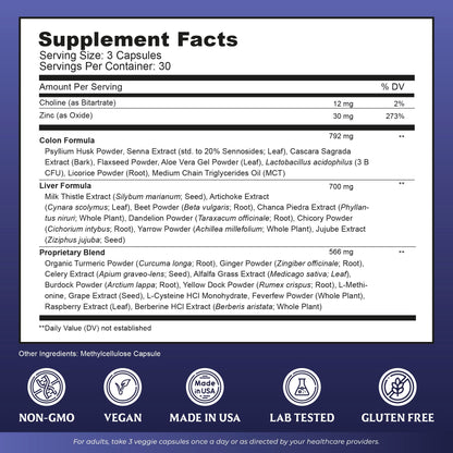 Liver Cleanse Detox & Repair with Colon Cleanse - Milk Thistle, Dandelion Root, Psyllium Husk Fiber NutrebUS supplements