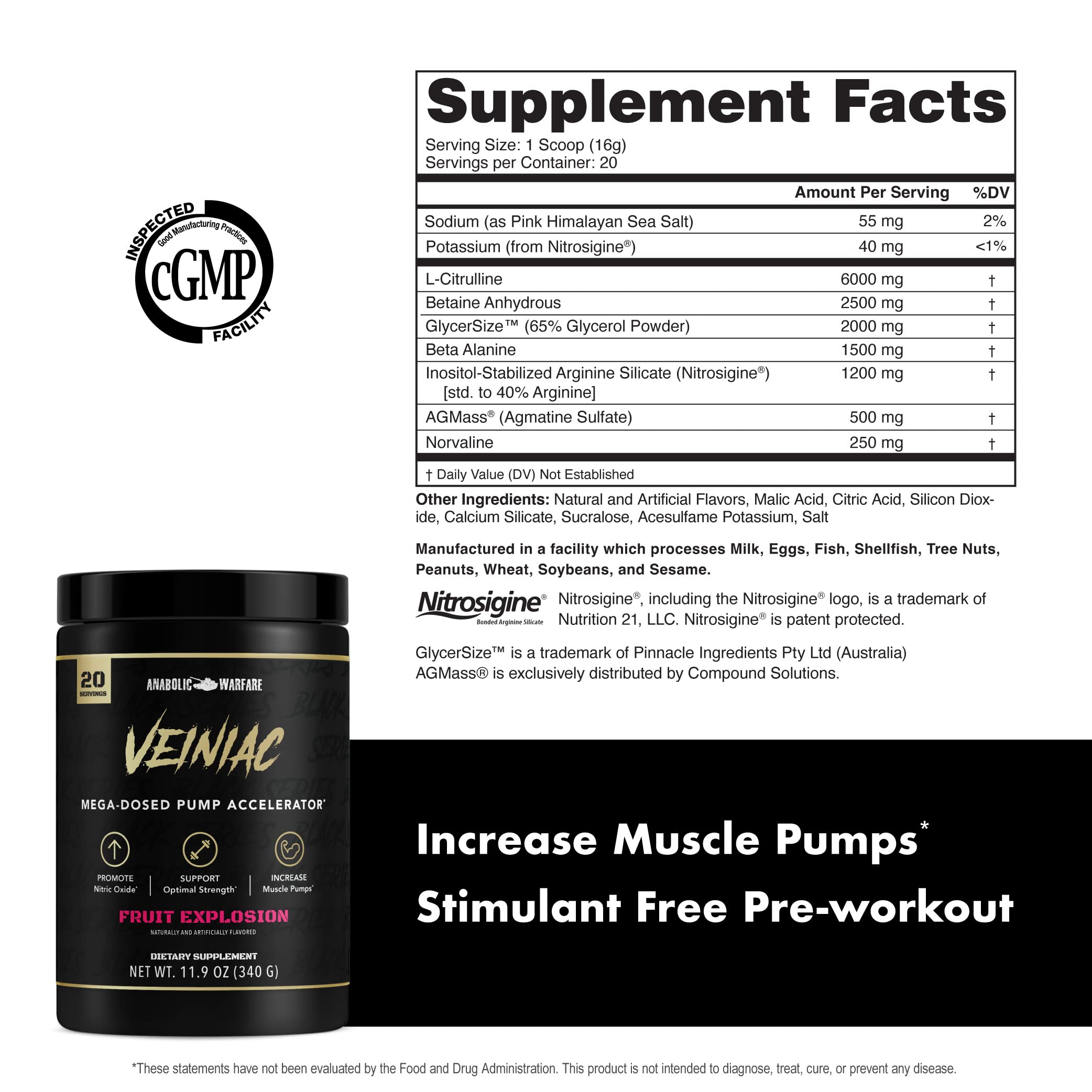 Anabolic Warfare Veiniac Muscle Pump Activator Supplement Stimulant Free Pre-Workout Anabolic WarfareAu supplements