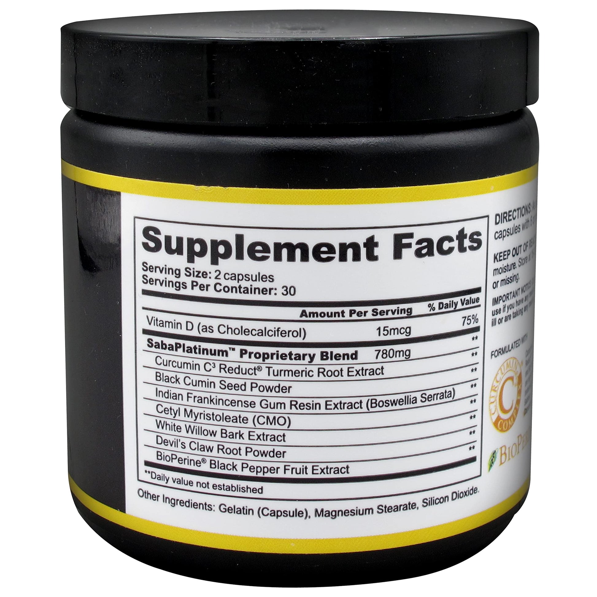 Saba Platinum Joint Support – High Absorption Curcumin C3 Reduct & Boswellia – Fast Acting Turmeric Supplement for Joint Pain Relief, Mobility & Healthy Inflammation Response – 60 Vegan Capsules SabaAu supplements