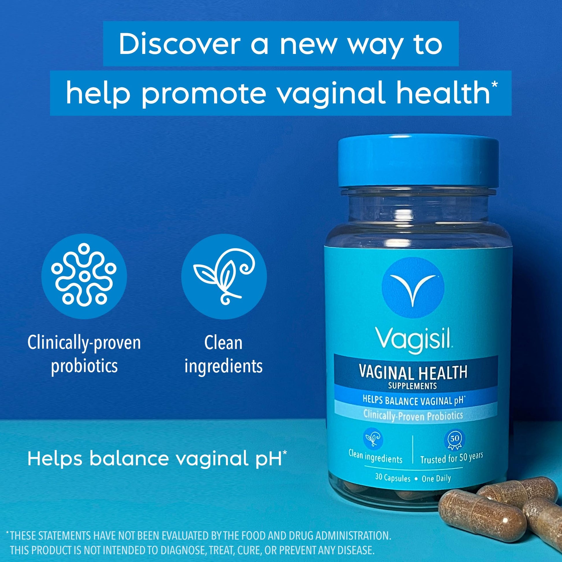 Vagisil Vaginal Health Supplements, Clinically-Proven Probiotics, Promotes Vaginal Health VagisilAu supplements