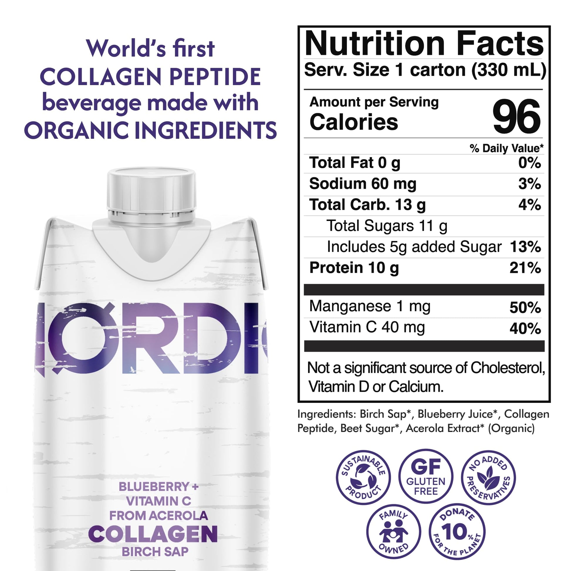 Nordic Liquid Collagen Peptide Drink, Organic Birch Sap, Wild blueberry + Vitamin C, Made in Finland - 10g Clinically Studied Grass Fed Collagen Peptides for Skin Hair Nails & Joint Support, with Silica, BPA-Free Beverage (12 Pack) Nordic Tree WaterAu supplements