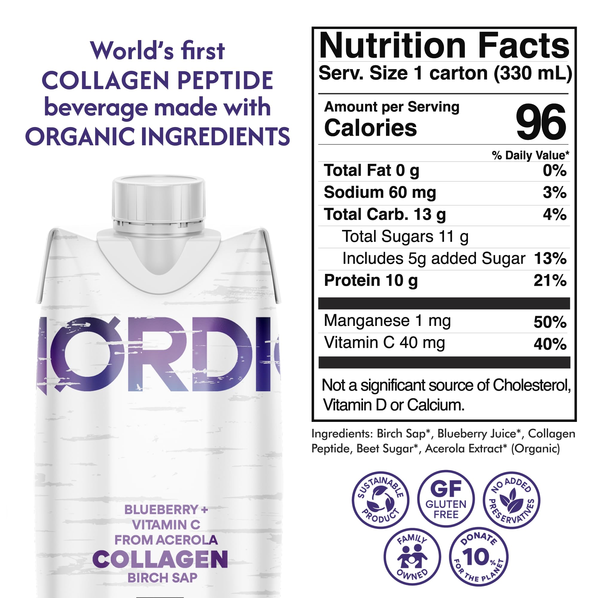 Nordic Liquid Collagen Peptide Drink, Organic Birch Sap, Wild blueberry + Vitamin C, Made in Finland - 10g Clinically Studied Grass Fed Collagen Peptides for Skin Hair Nails & Joint Support, with Silica, BPA-Free Beverage (12 Pack) Nordic Tree WaterAu supplements