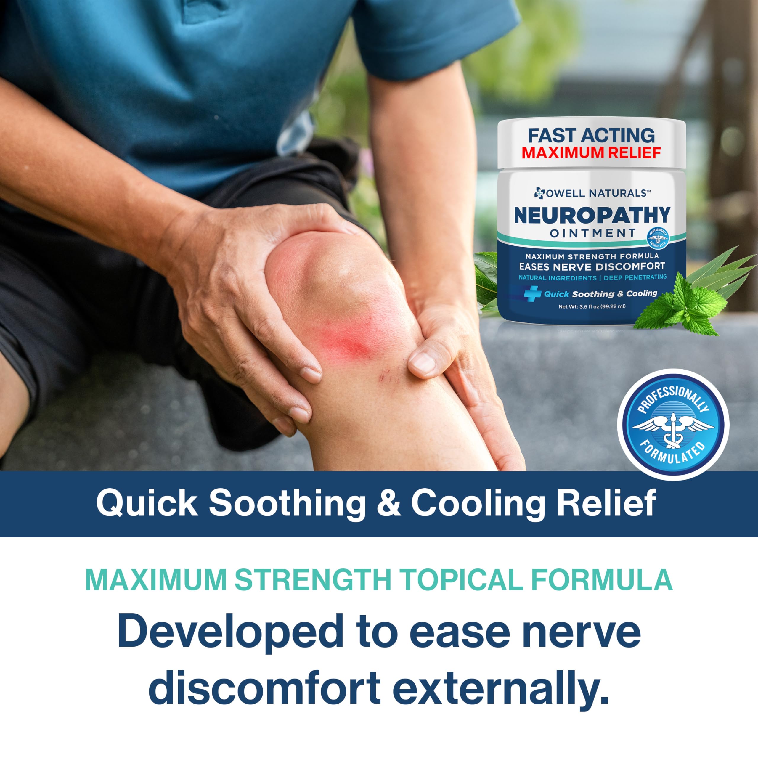Owell Naturals Neuropathy Nerve Ointment for Feet, Fingers, Hands, Toes, Back, Legs & Arms - Fast-Acting Formula, Max Strength, Cooling Effect, 3.5 Fl Oz Owell NaturalsAu supplements