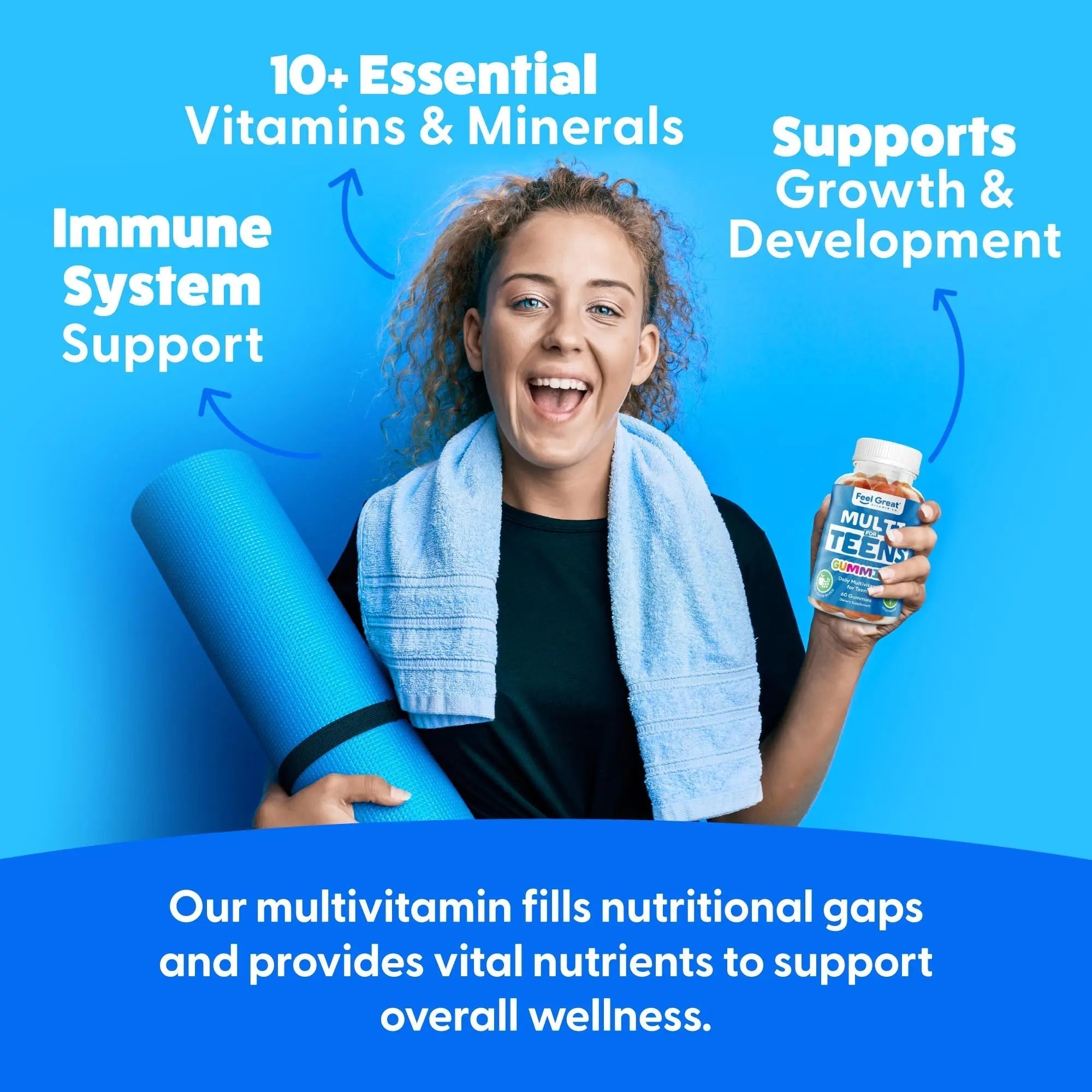 Feel Great Teen Vitamins Multivitamin Gummies | Citrus & Strawberry Flavor for Teen Boys & Girls | for Bone, Muscle & Immune Support | The Feel Great Vitamin CompanyAu supplements