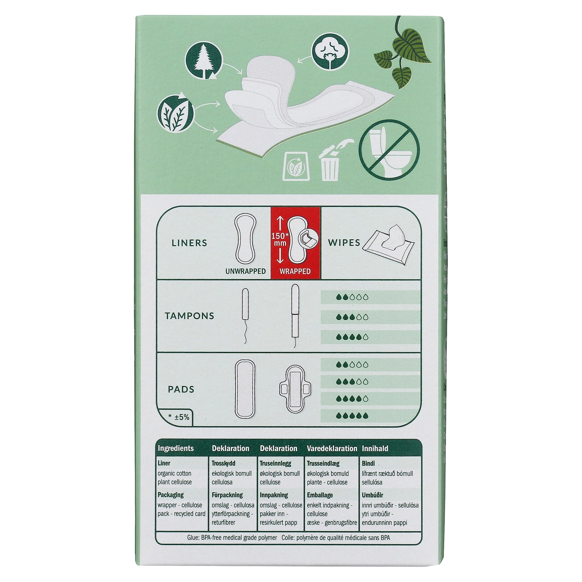 Organic & Natural Panty Liners,Normal Natracare 18 Liners Box NATRACAREAu supplements