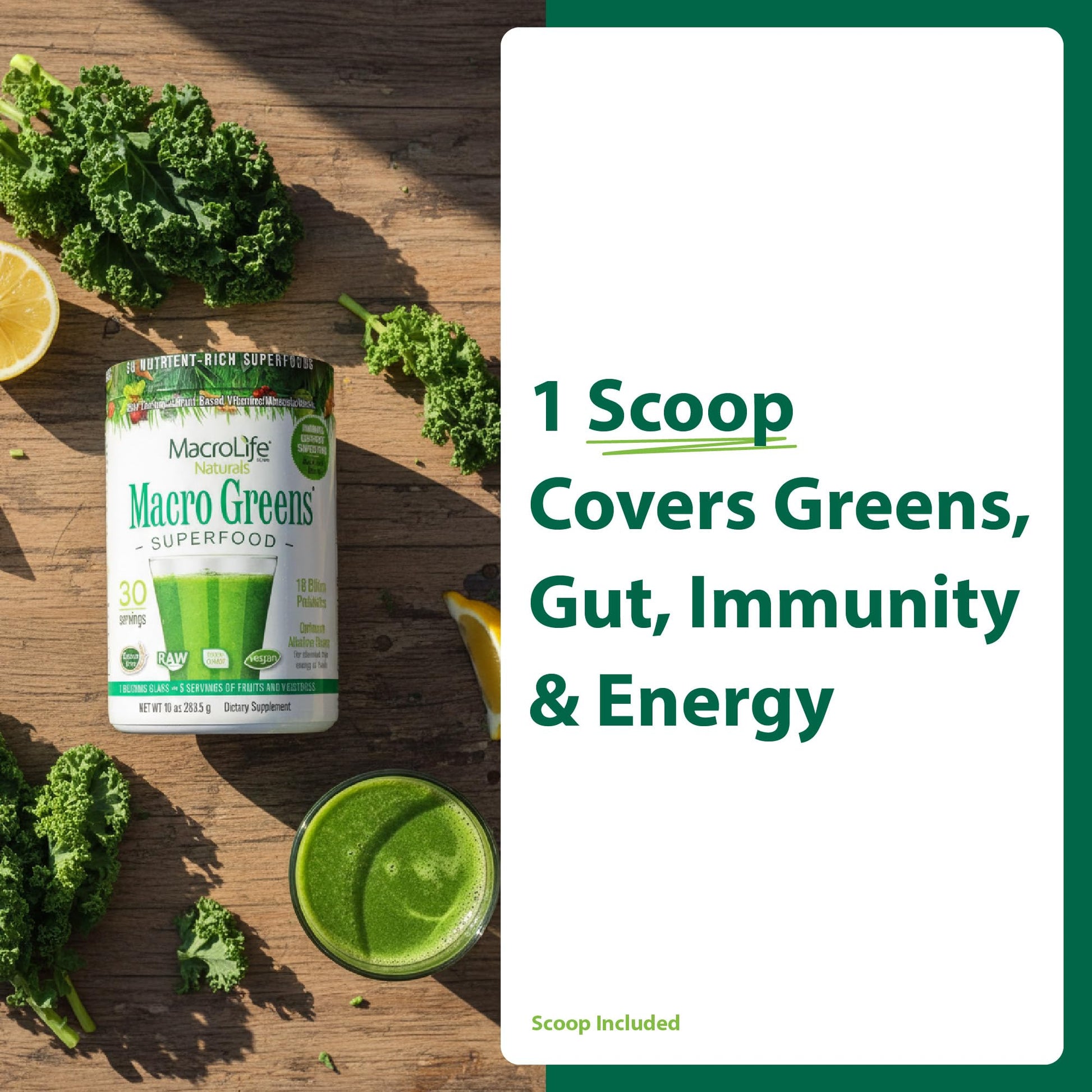 MacroLife Naturals Macro Greens Superfood Powder – 38 Superfoods with Probiotics, Digestive Enzymes & Adaptogens | Non GMO, Vegan, Gluten Free | 18B CFU | 10 oz (30 Servings) MacroLife NaturalsAu supplements