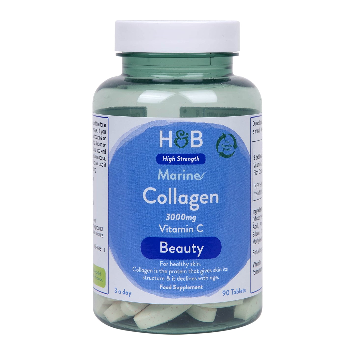 Holland and Barrett Marine Collagen with Vitamin C 3000mg 90 Tablets Holland & BarrettUS supplements