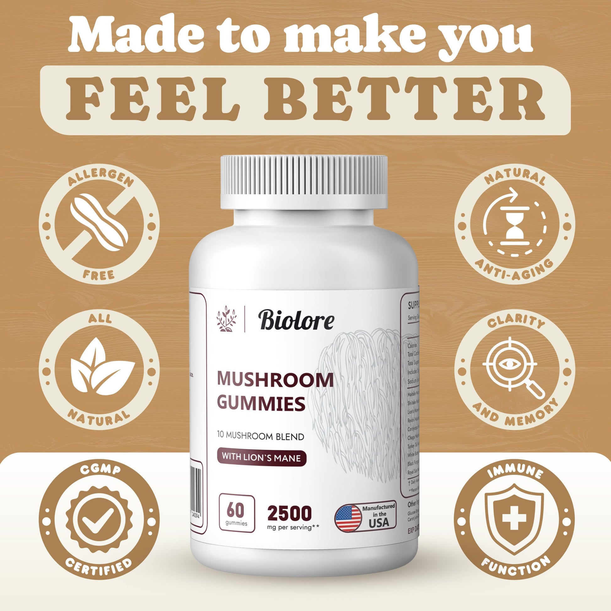 Biolore Mushroom Complex Gummies: 10 Powerful Mushrooms with Chaga, Lions Mane BioloreAu supplements