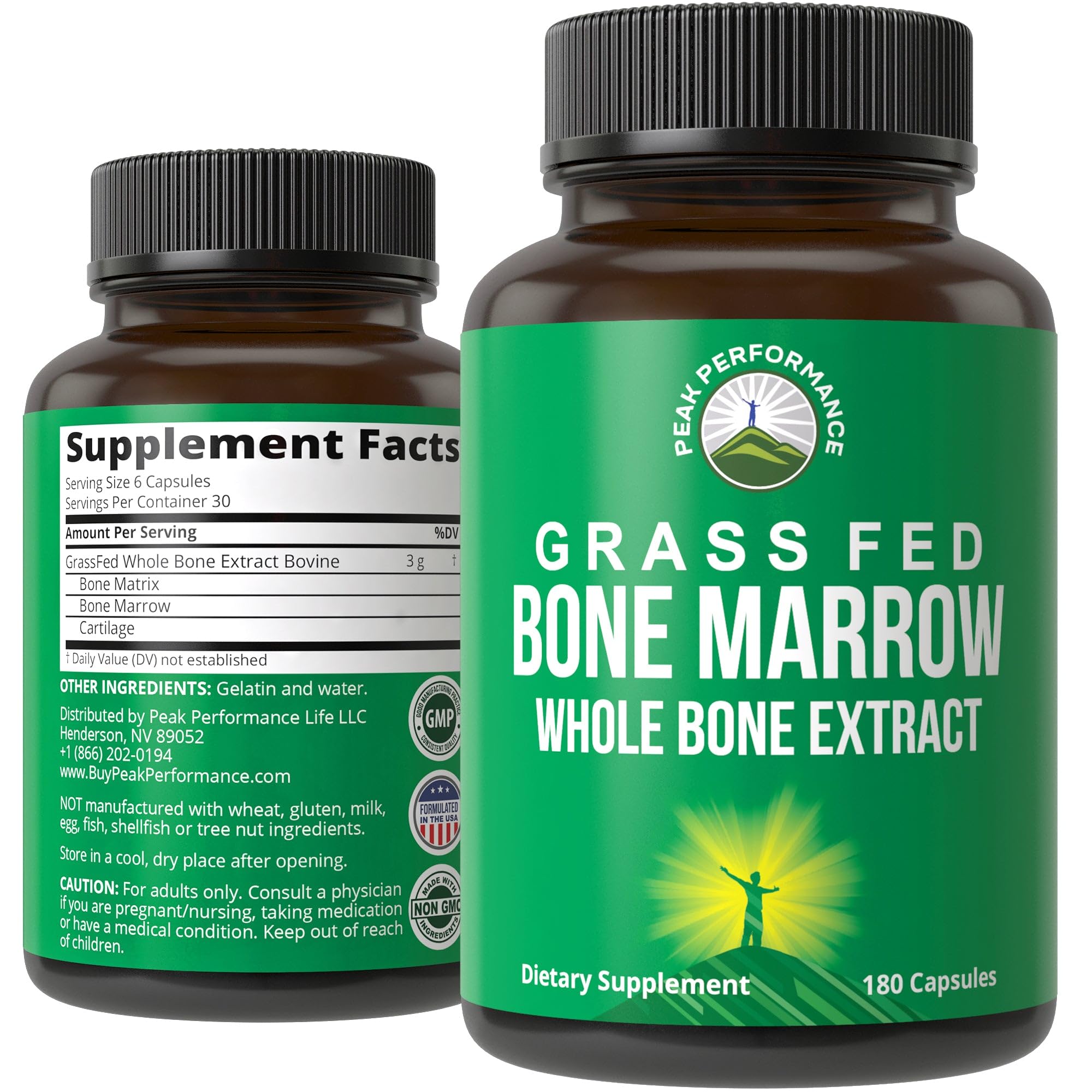 Peak Performance Grass Fed Bone Marrow - Whole Bone Extract Supplement 180 Capsules. Superfood Pills Rich in Collagen, Vitamins, and Amino Acids. from Matrix, Marrow, Cartilage. Ancestral Tablets Peak PerformanceAu supplements