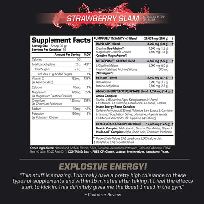 PMD Sports Ultra Pump Fuel Insanity - Pre Workout - Strawberry Slam (30 Servings) Sports PMDUS supplements