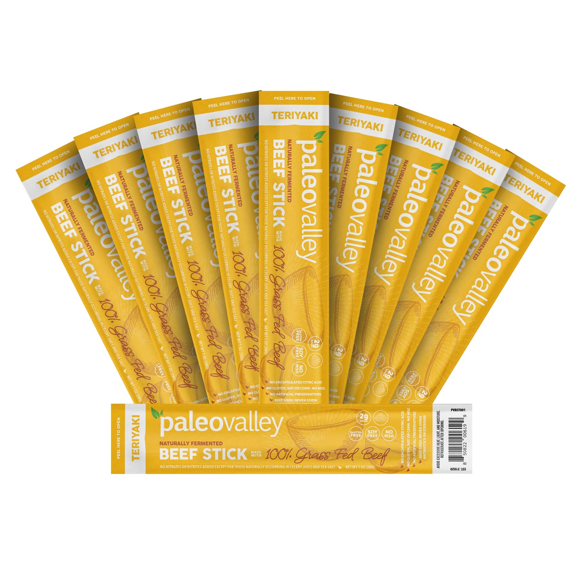 Paleovalley 100% Grass Fed Teriyaki Beef Sticks - Delicious Gluten Free Beef Snack - High Protein Keto Friendly PaleovalleyUS supplements
