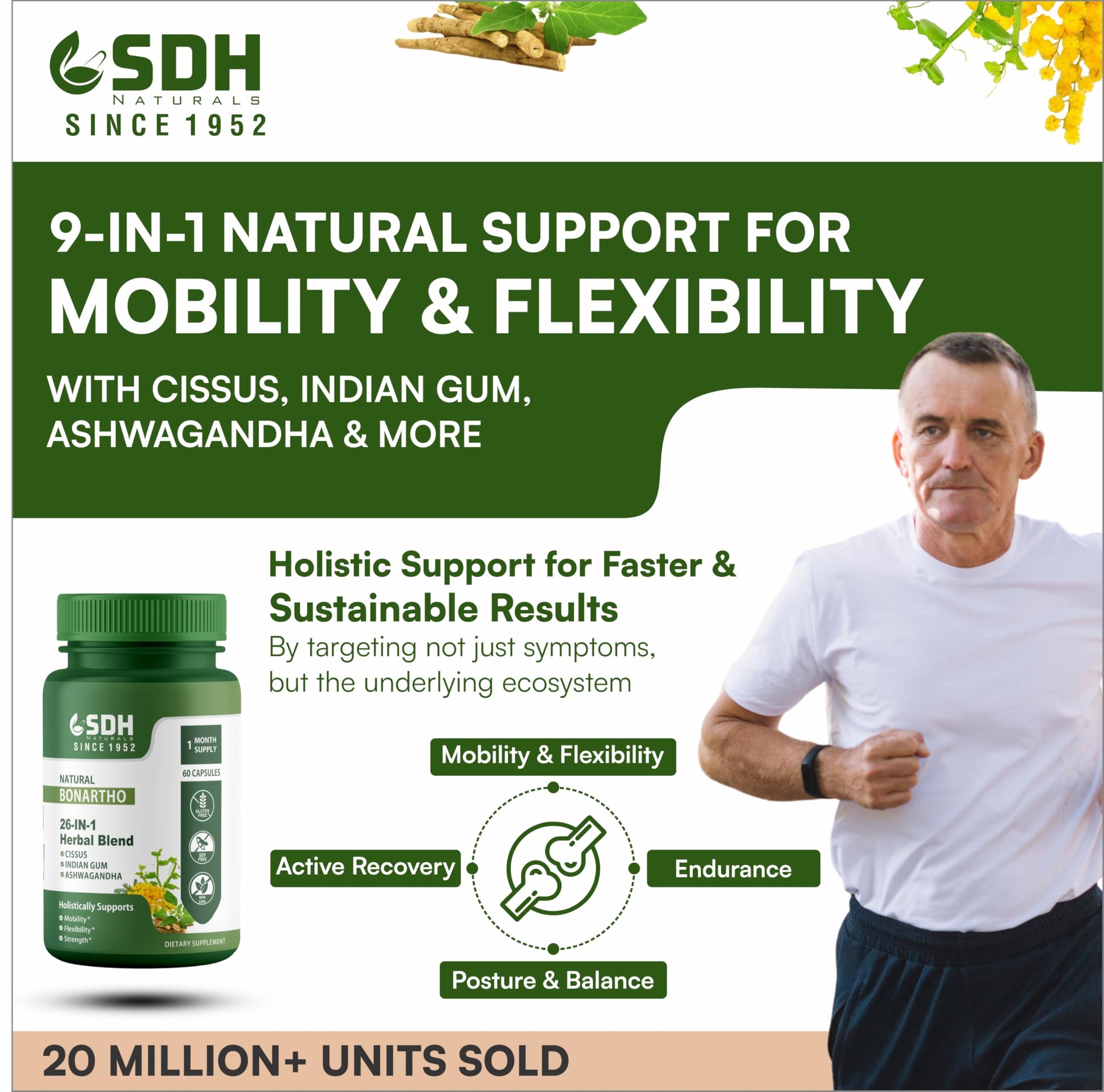 SHREE DHANWANTRI HERBALS SDH Bonartho | Bone & Joint Support Supplement | Move with Comfort & Ease | 60 Caps (1 Mon Supply) SHREE DHANWANTRI HERBALSAu supplements