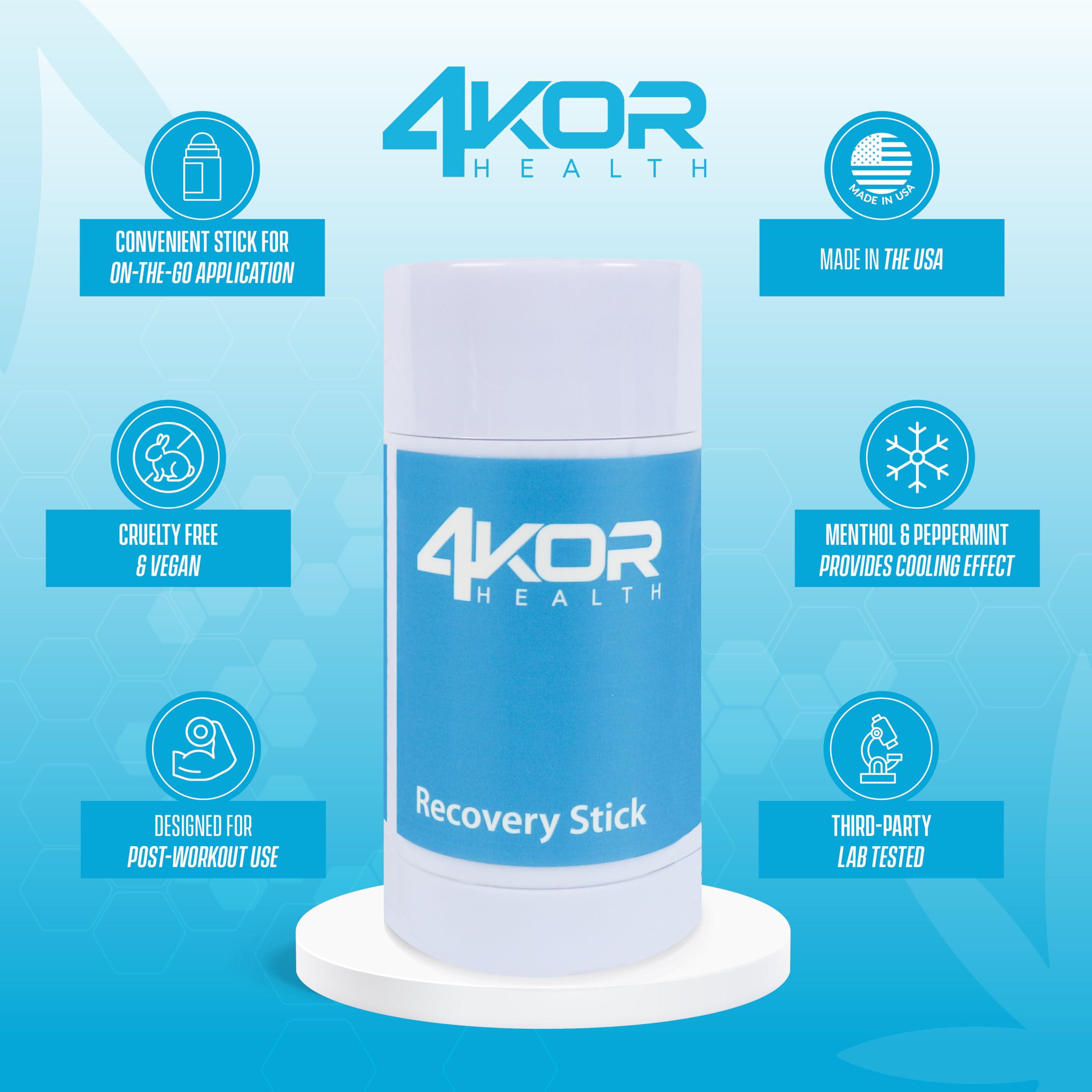 4KOR Hemp Infused Balm Stick – Topical Skin Balm with Cooling & Warming Sensation | Portable, Non-Greasy Twist-Up | 1 oz 4KOR FitnessAu supplements