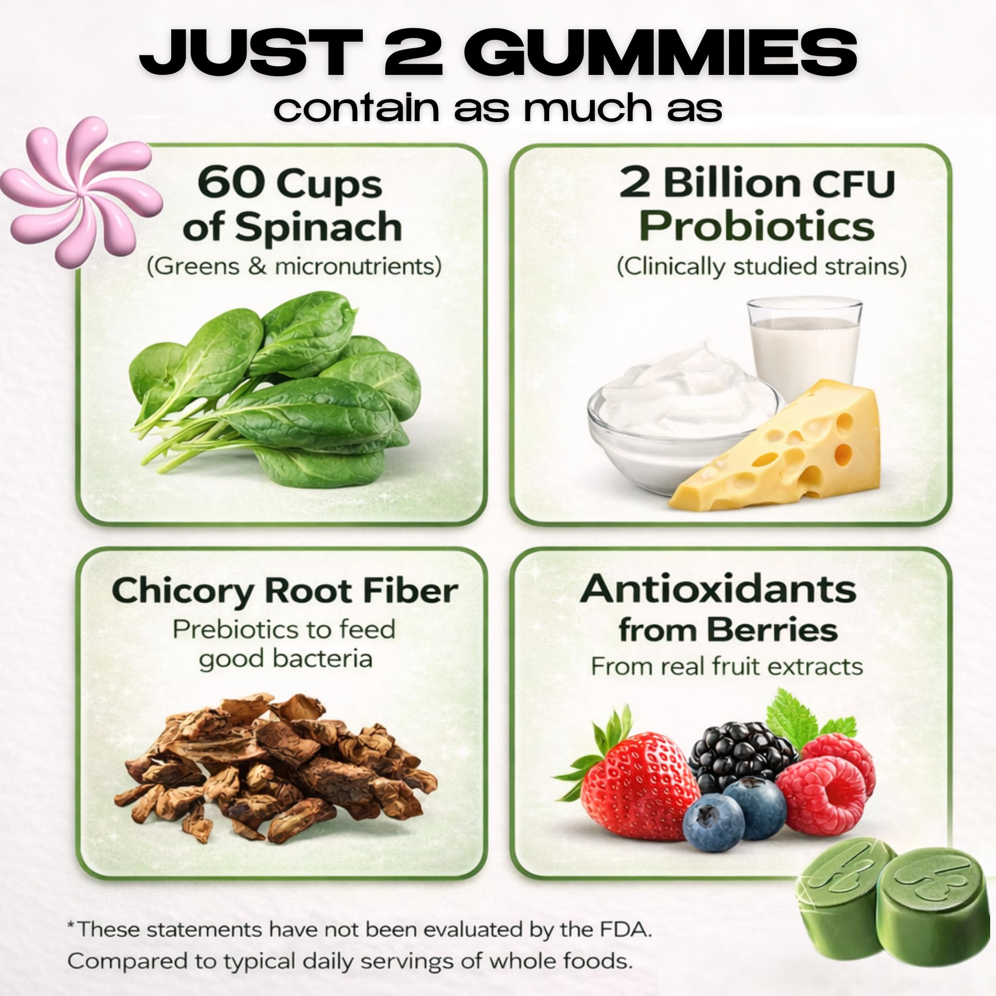 Kiala Nutrition Super Greens Gummies with 11x Organic Greens, Pre, Post & Probiotics, Antioxidants, Multivitamin, Fiber Supplement Supports Gut Health & Digestion, Dairy Free, Vegetarian, 60 Count Kiala NutritionAu supplements