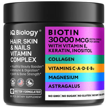 IQ BIOLOGY Biotin Collagen Keratin Astragalus Magnesium Ashwagandha Vitamin D3 Vitamin C IQ BIOLOGYAu supplements