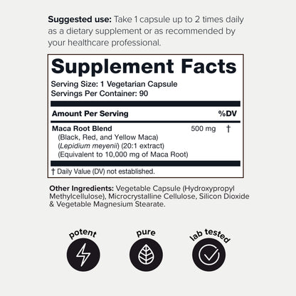 Toniiq 10,000mg 20x Concentrated Extract - Single Origin Wildcrafted Maca Root Capsules ToniiqUS supplements