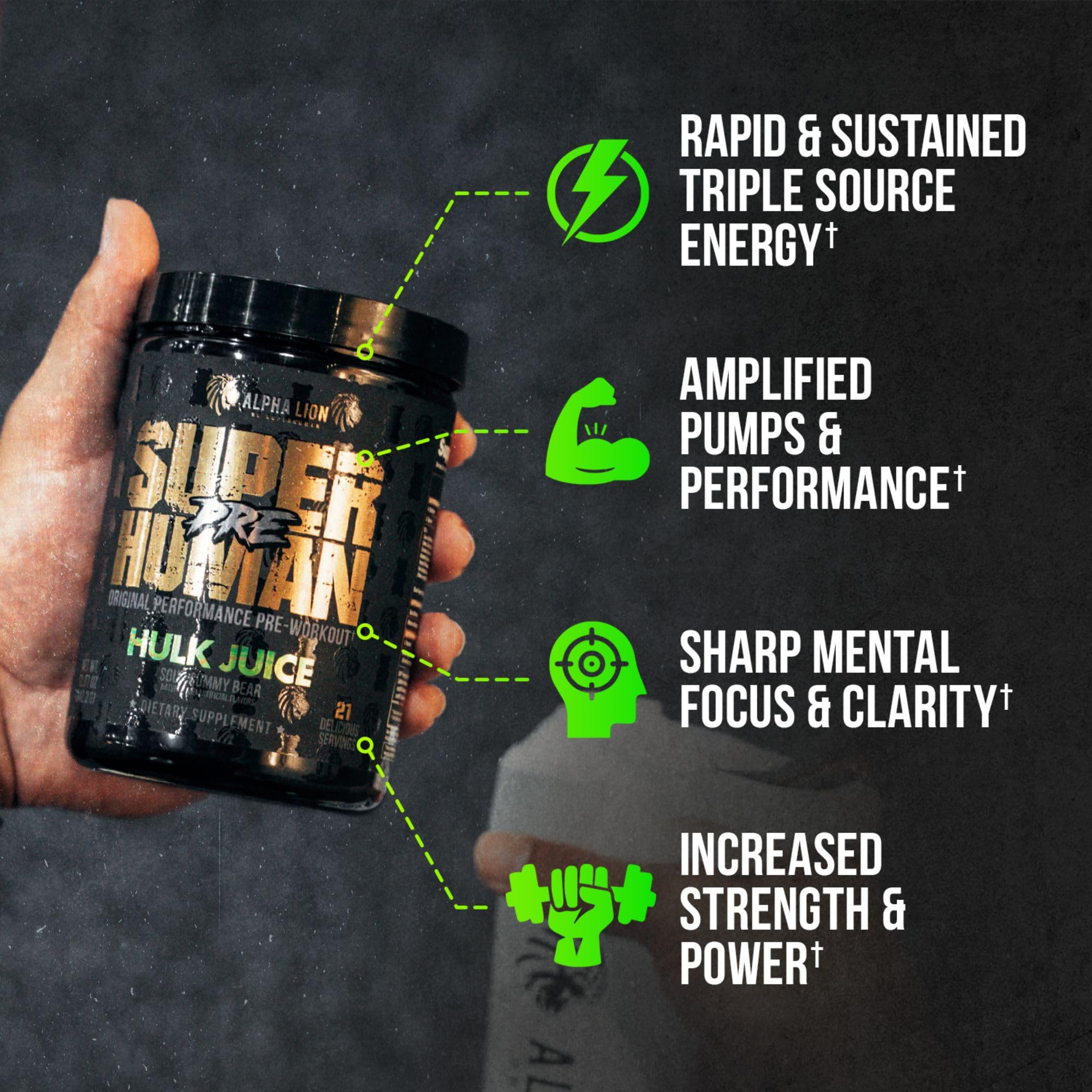 ALPHA LION Superhuman Pre Workout Powder & Post Workout Recovery Bundle, Sustained Energy & Focus + Lean Muscle Growth, Strength & Volume (Hulk Juice & Muscle Marg ALPHA LIONAu supplements