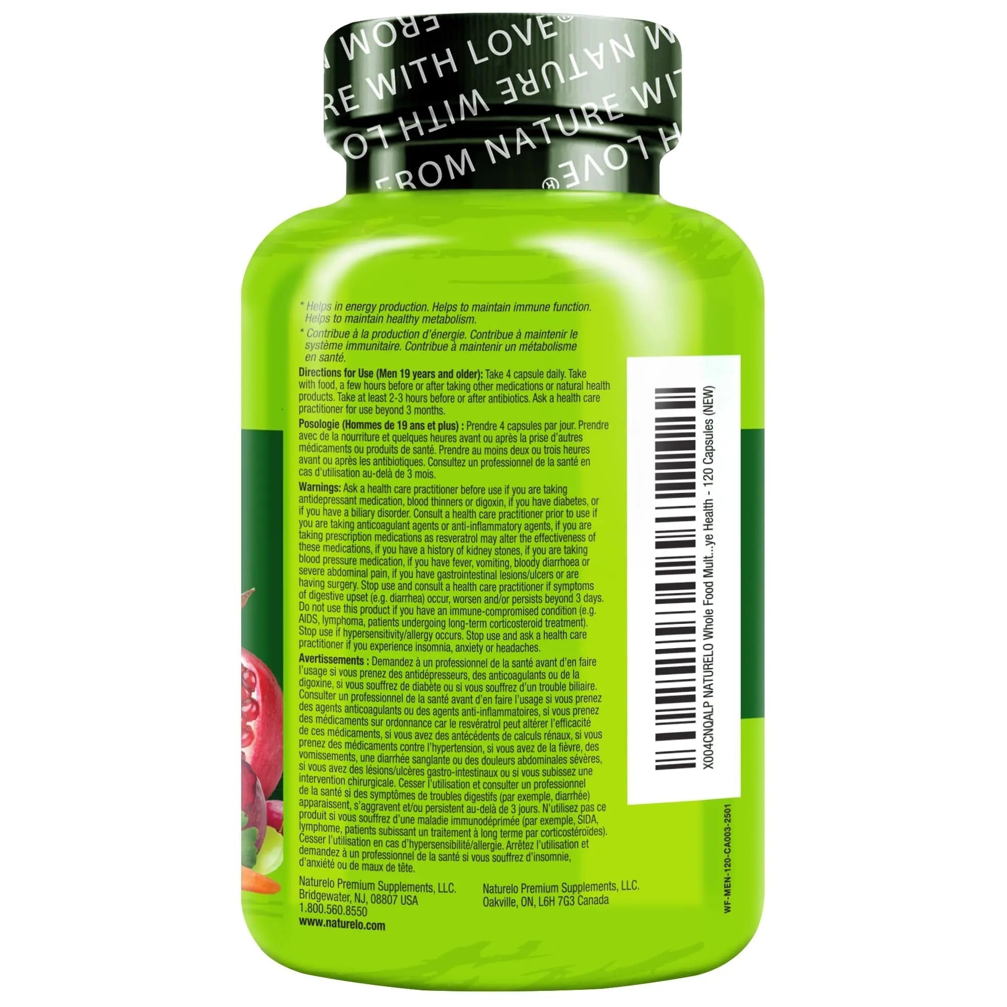 NATURELO Mens Multivitamins - Whole Food Multivitamin for Men with Vitamins, Minerals - 120 Vegetarian Capsules for Energy, Brain, Heart, Eye Health* NATURELOAu supplements
