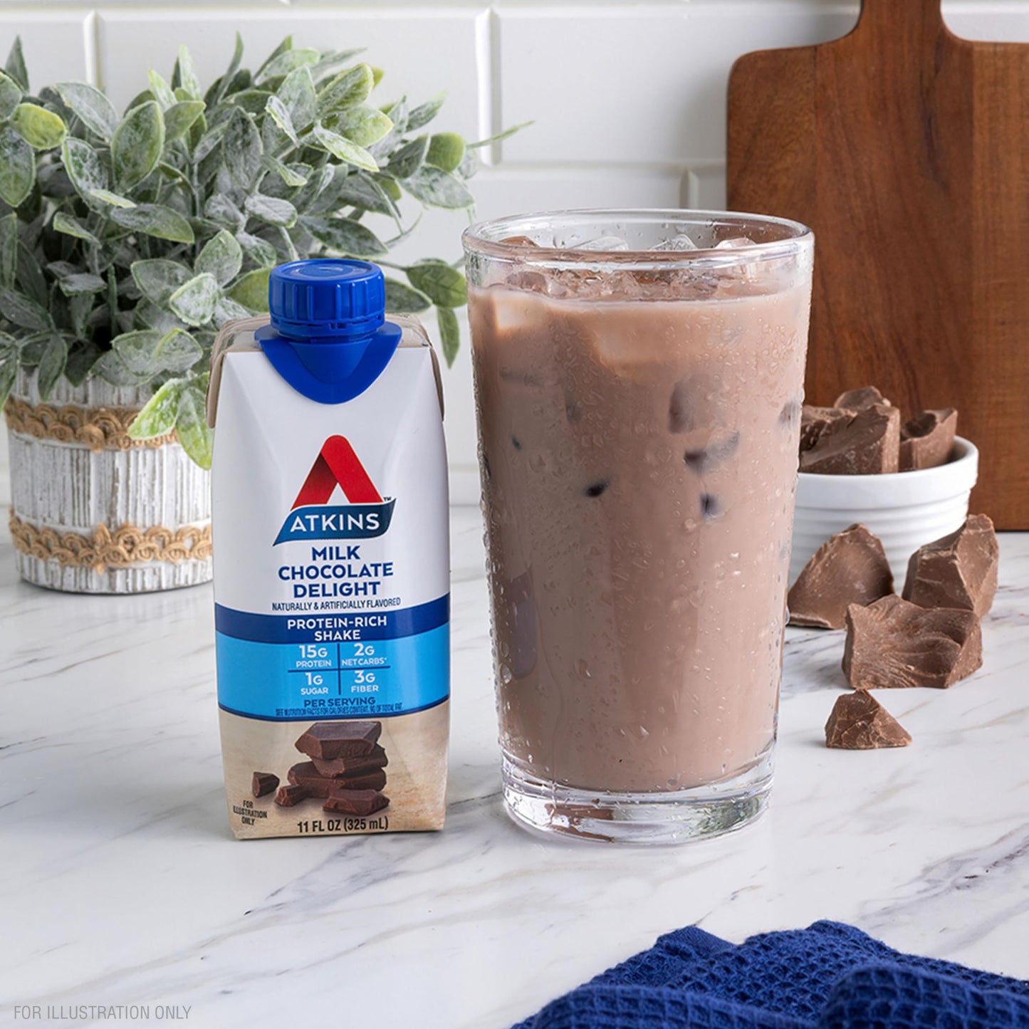 Atkins Milk Chocolate Delight Protein Shake, 15g Protein, Low Glycemic, 2g Net Carb AtkinsUS supplements