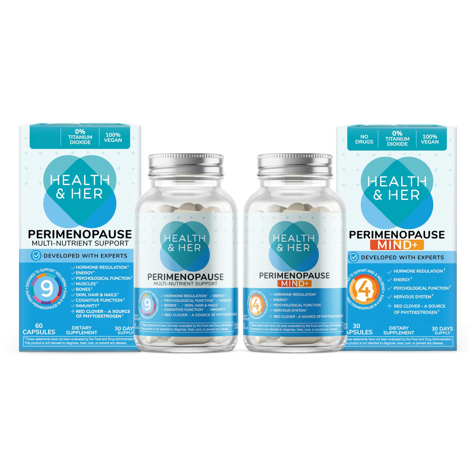Health & Her Perimenopause & Mind+ - Multi-Nutrient and Cognitive Function Support Bundle (1-Month Supply) Health and HerAu supplements