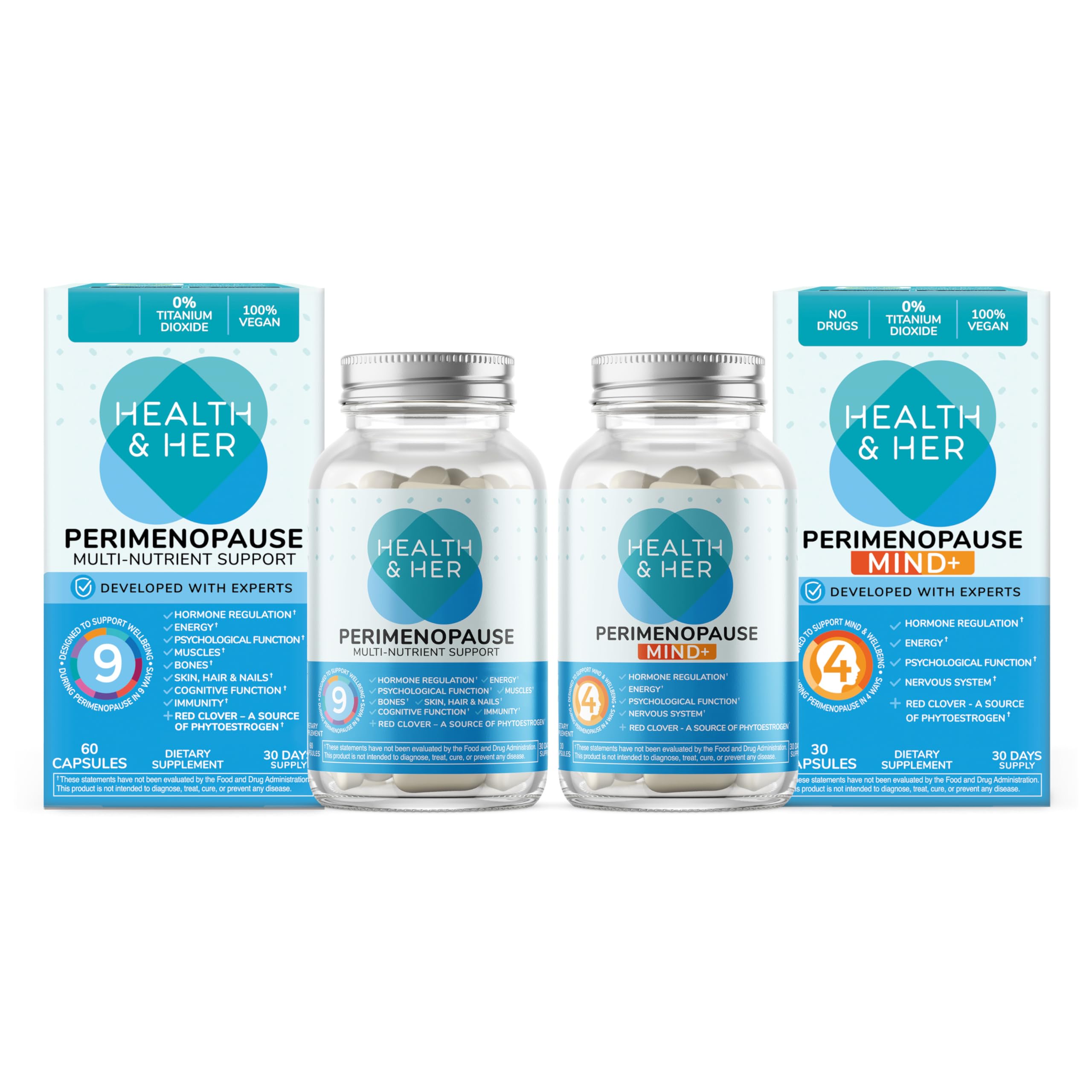 Health & Her Perimenopause & Mind+ - Multi-Nutrient and Cognitive Function Support Bundle (1-Month Supply) Health and HerAu supplements