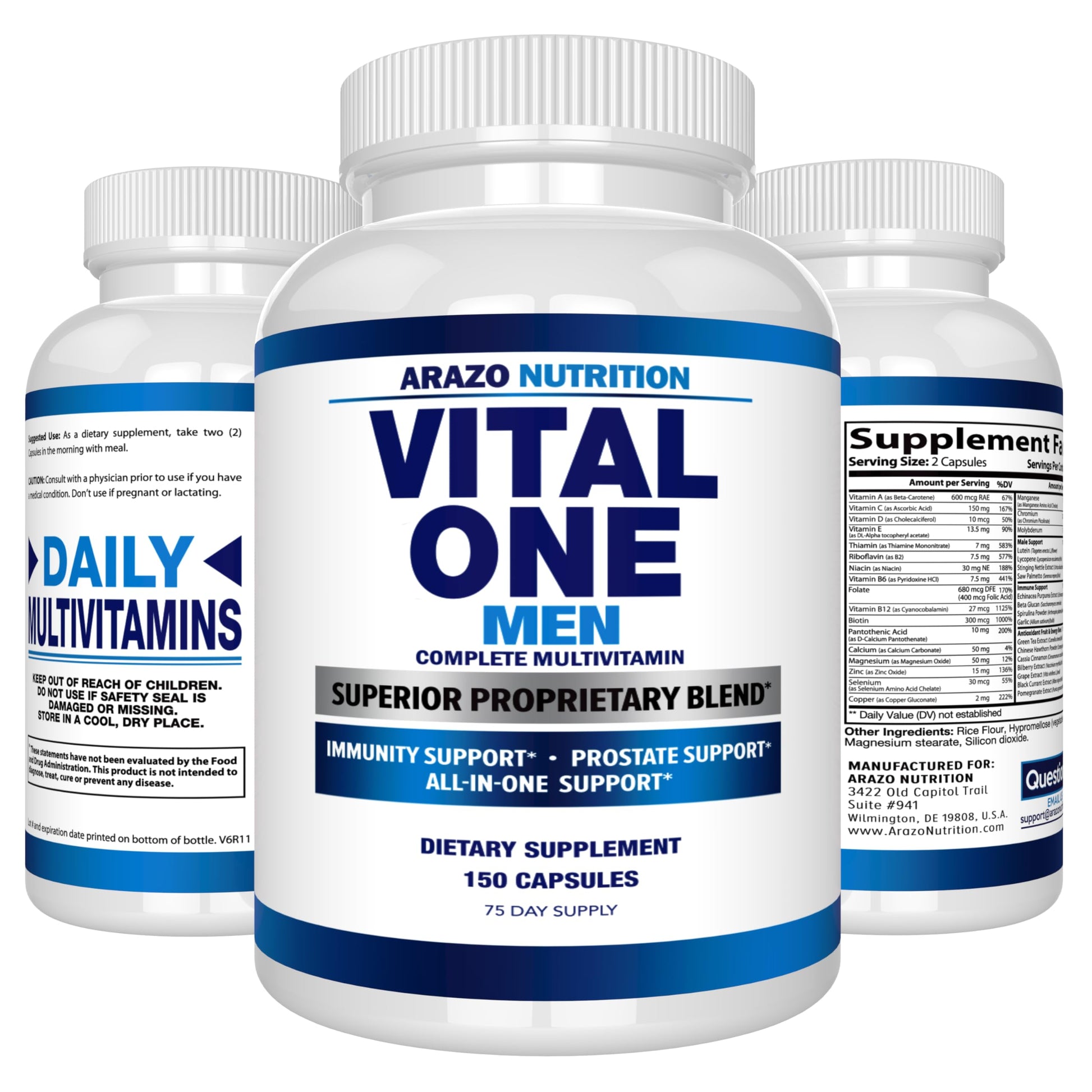 Arazo Nutrition Vital One Multivitamin for Men – Daily Wholefood Supplement - 150 Vegan Arazo NutritionAu supplements