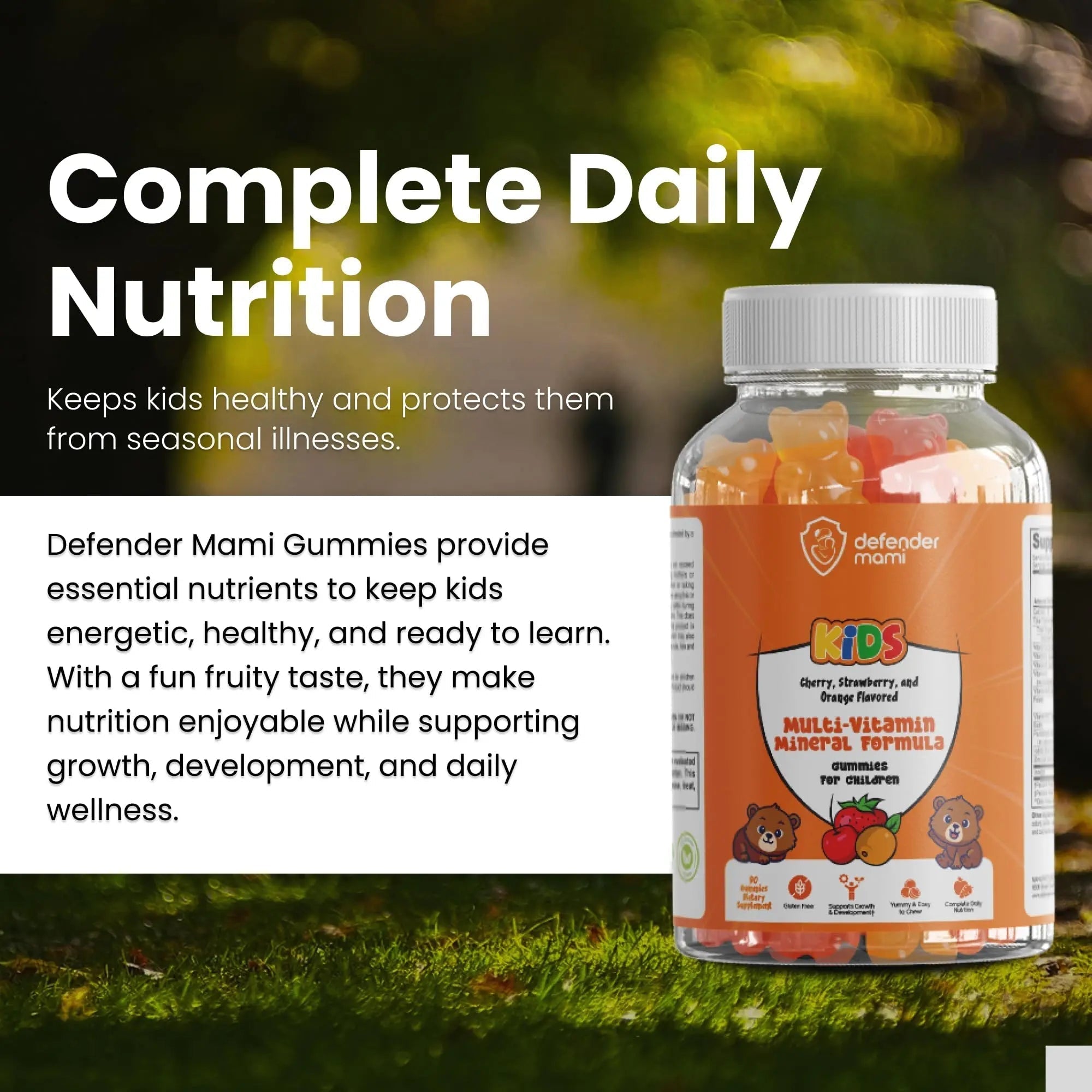 Defender Mami Kids Vitamin Gummies – Multivitamin & Mineral Formula, Non‑GMO · Gluten‑Free, 90 Count Chewables for Daily Immune Defender MamiAu supplements