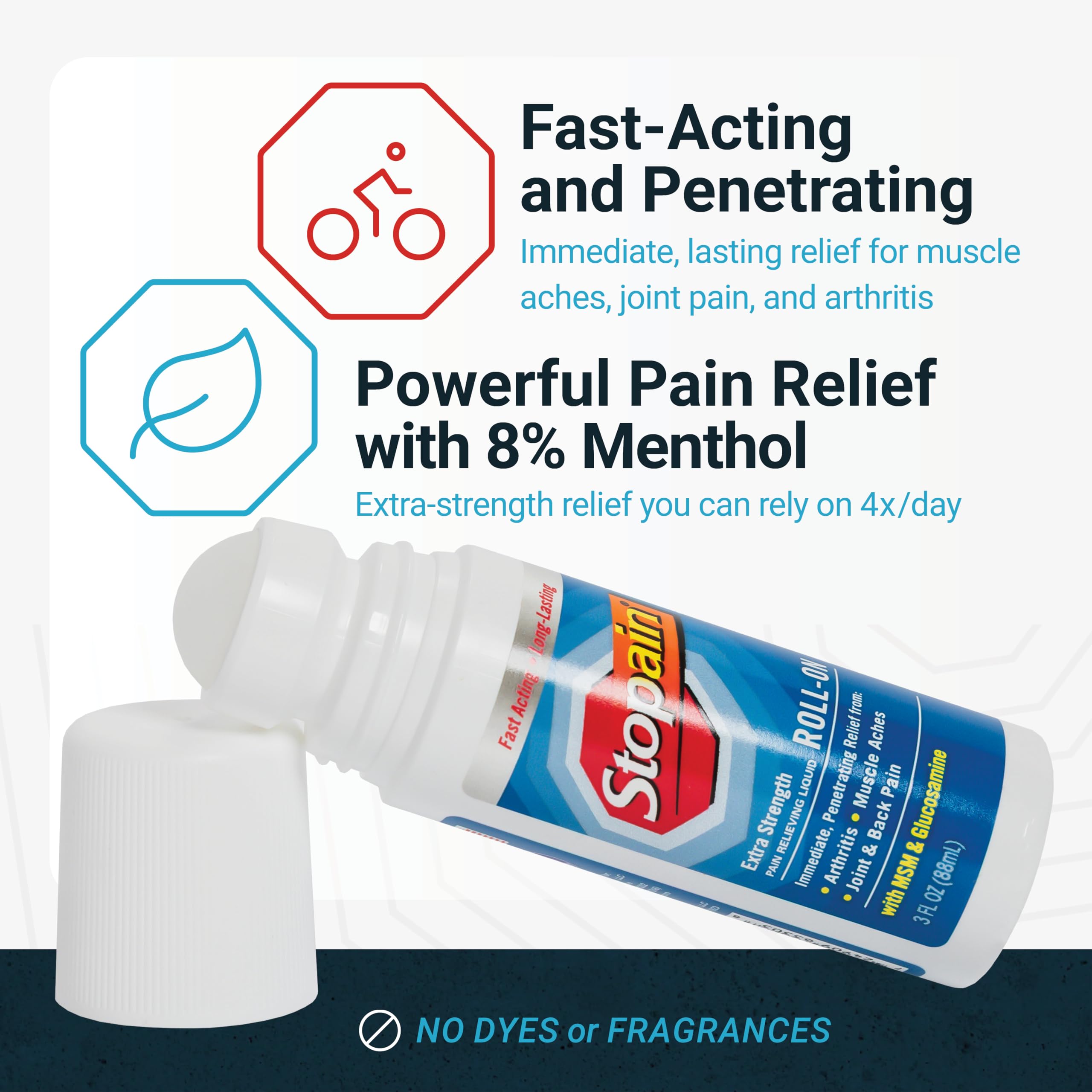 Stopain Pain Relief Combo Set (Gel, Roll On, Spray) USA Made, Max Strength Fast Acting with MSM, Glucosamine, Menthol for Lower Back, Knee, Neck HSA FSA Topical Analgesic Products StopainAu supplements