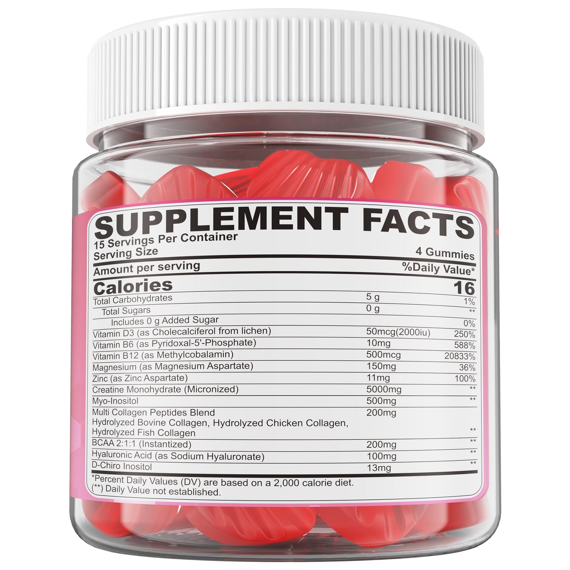 Creatine for Women Gummies, Micronized Creatine Monohydrate + Myo-Inositol, Collagen Peptides, BCAAs, Hyaluronic Acid, Vitamin B6 B12, Zinc for Enërgy, Föcus, Hörmonal Balance, Sugar Free, 120 Counts LILICAREAu supplements
