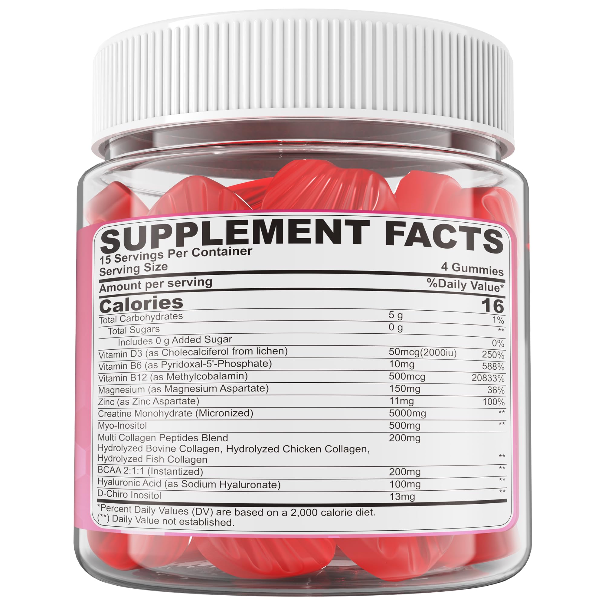 Creatine for Women Gummies, Micronized Creatine Monohydrate + Myo-Inositol, Collagen Peptides, BCAAs, Hyaluronic Acid, Vitamin B6 B12, Zinc for Enërgy, Föcus, Hörmonal Balance, Sugar Free, 120 Counts LILICAREAu supplements
