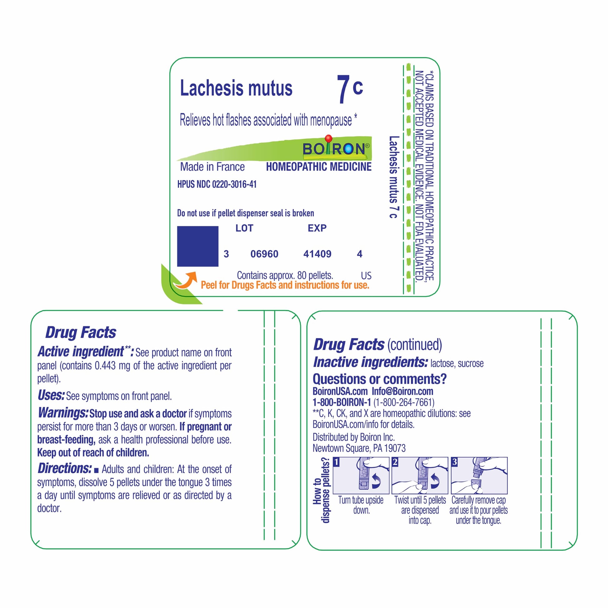 Boiron Lachesis Mutus 7C for Hot Flashes from Menopause - 80 Pellets BoironAu supplements