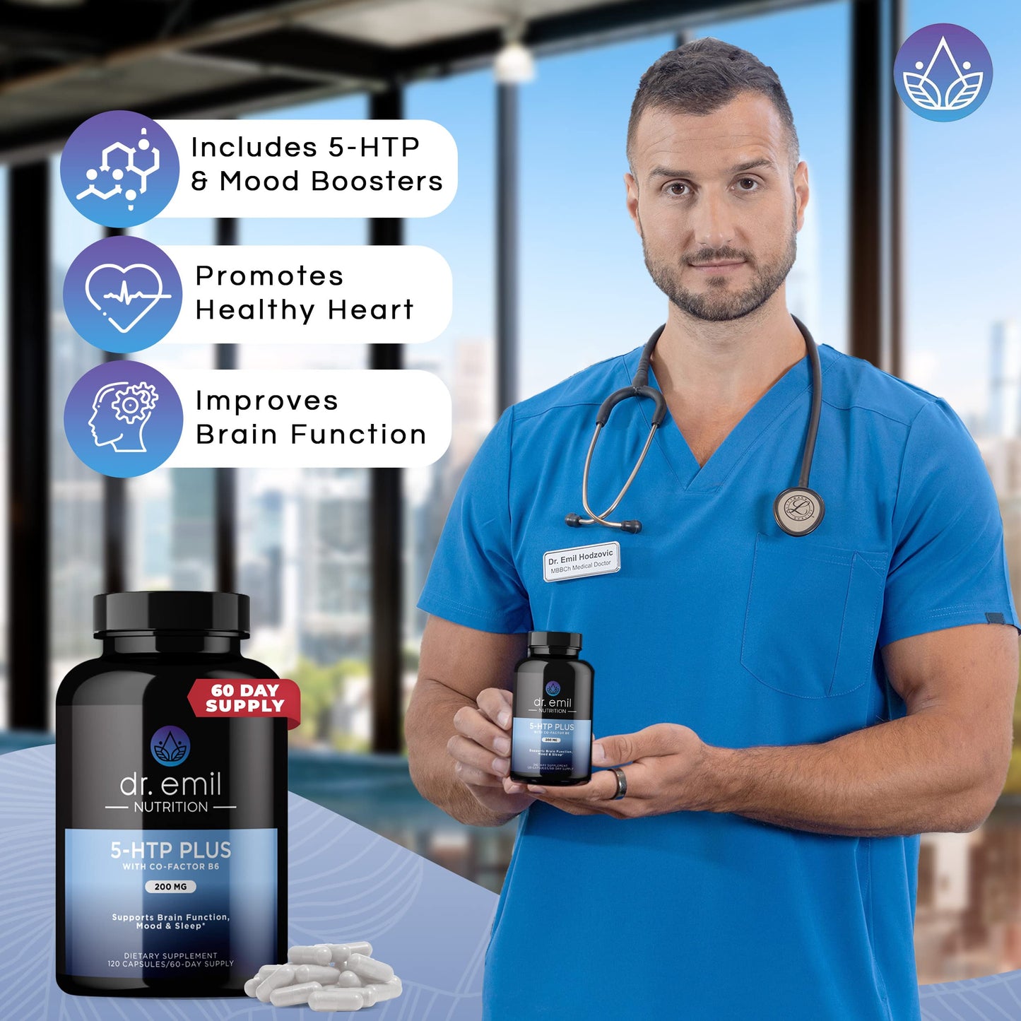 DR EMIL NUTRITION 200 MG 5-HTP Plus with SAM-e for Mood, Stress, and Sleep DR EMIL NUTRITIONUS supplements