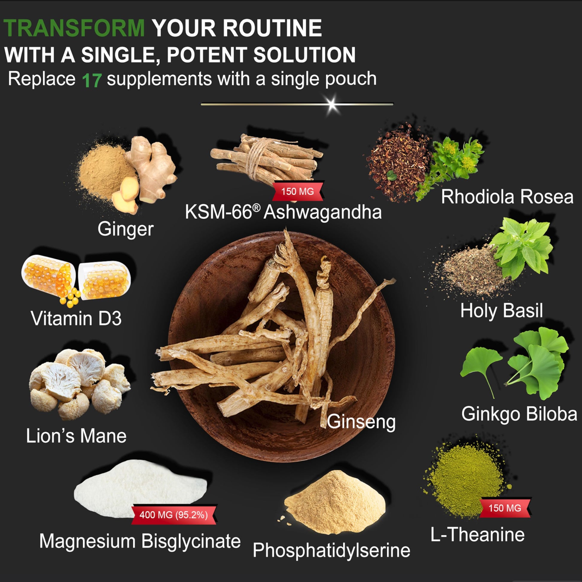 DLNIA Magnesium Glycinate Stress & Cortisol Support Gummies | Calm Focus by Day, Deep Sleep by Night | 17-in-1 with KSM-66® Ashwagandha, L-Theanine & Lion’s Mane DLNIAAu supplements