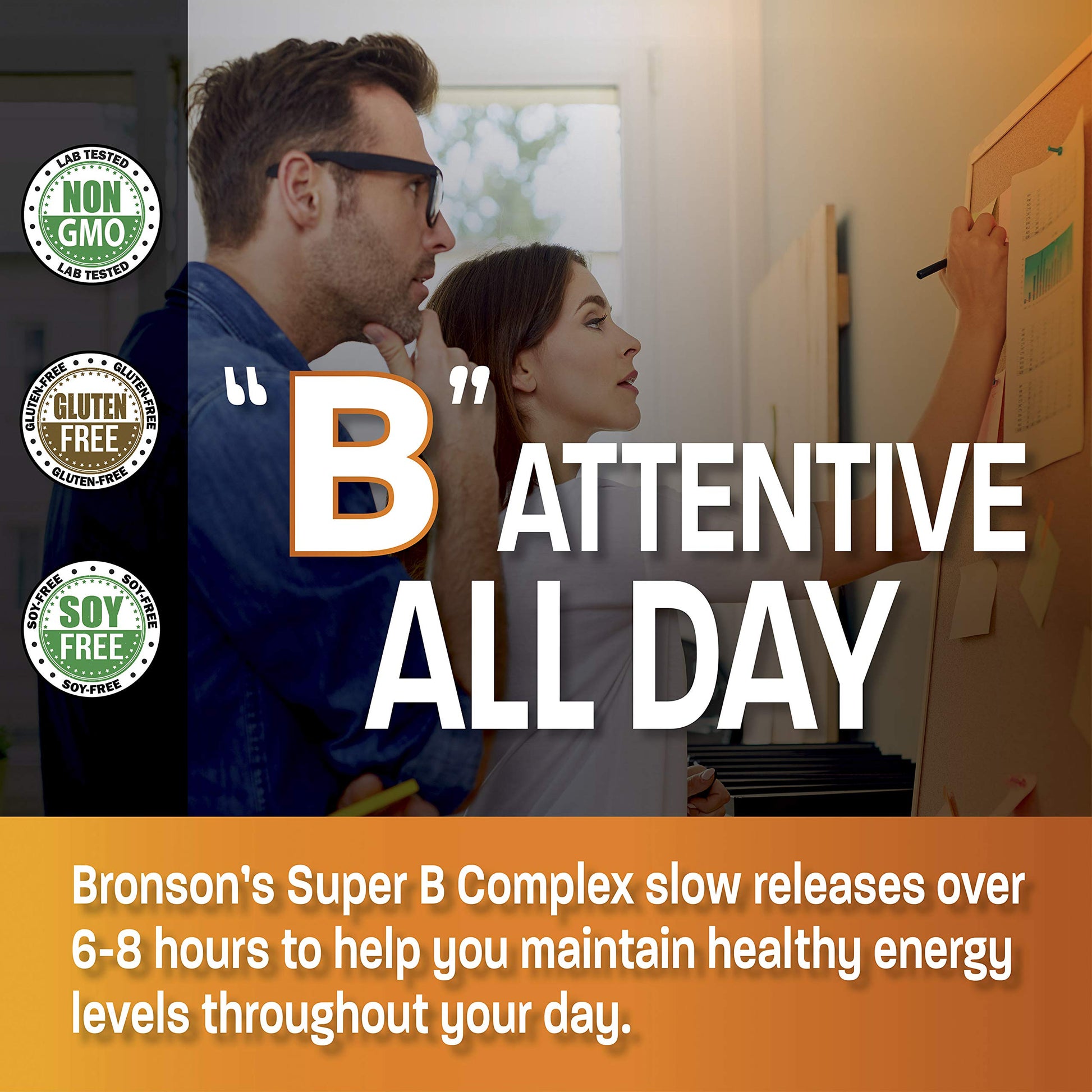 Bronson Super B Vitamin B Complex Sustained Slow Release Vitamin B1, B2, B3, B6, B9 BronsonAu supplements