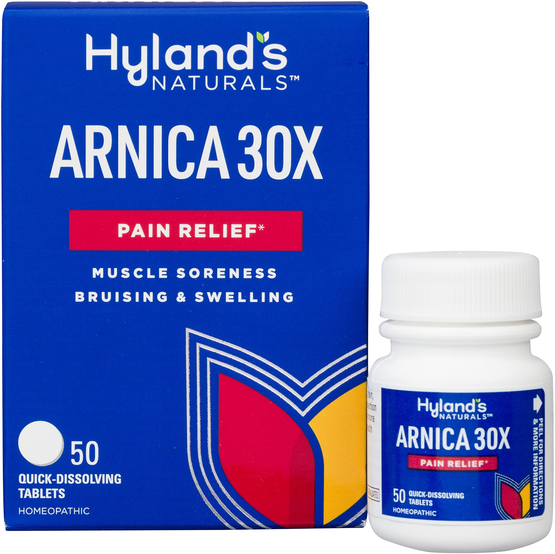Hyland's Arnica Montana 30x Tablets, Natural Relief of Bruises, Swelling and Muscle Soreness, Quick Dissolving Tablets (Pack of 1, 50 Count Total) Hyland'sAu supplements