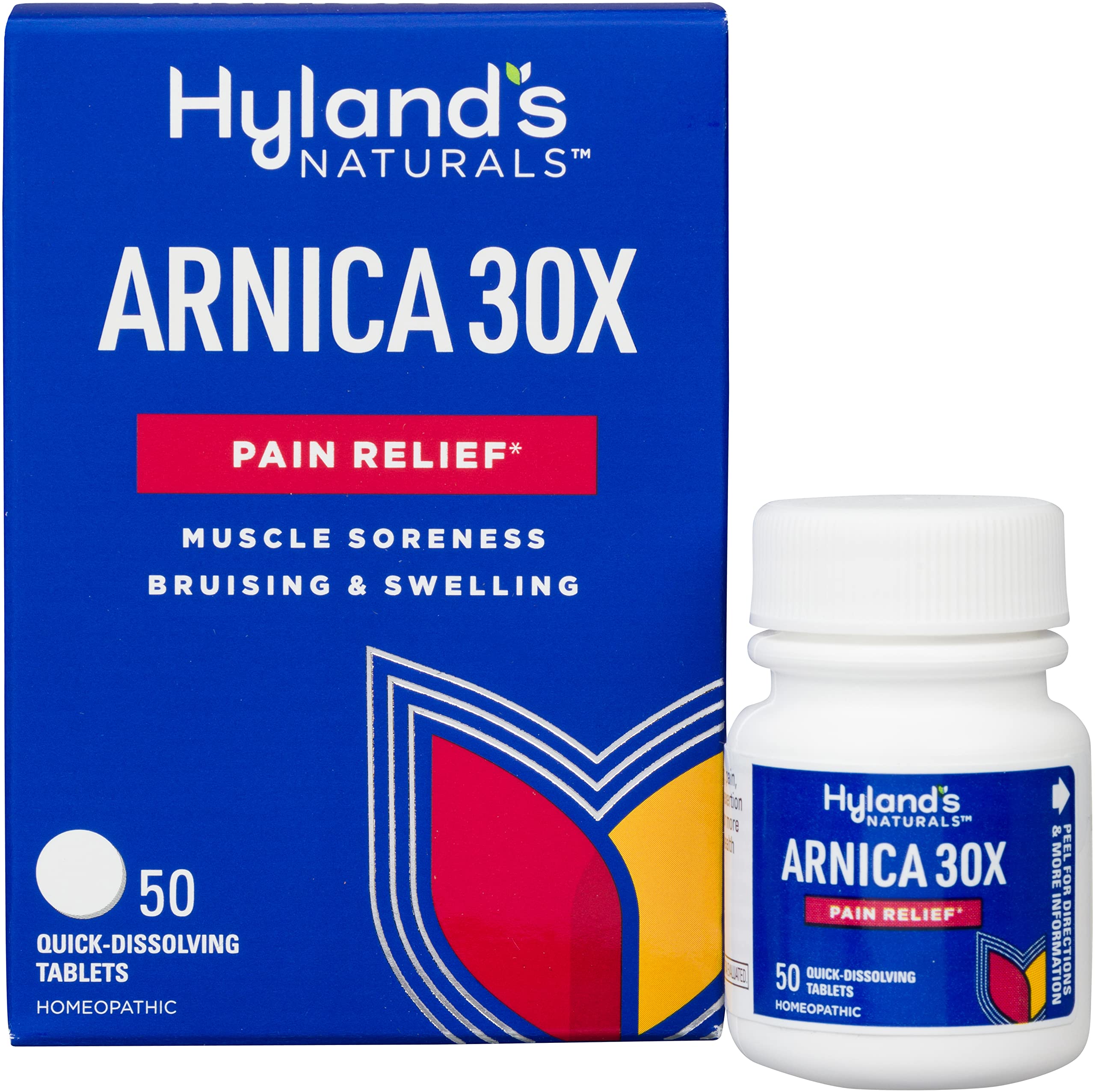 Hyland's Arnica Montana 30x Tablets, Natural Relief of Bruises, Swelling and Muscle Soreness, Quick Dissolving Tablets (Pack of 1, 50 Count Total) Hyland'sAu supplements