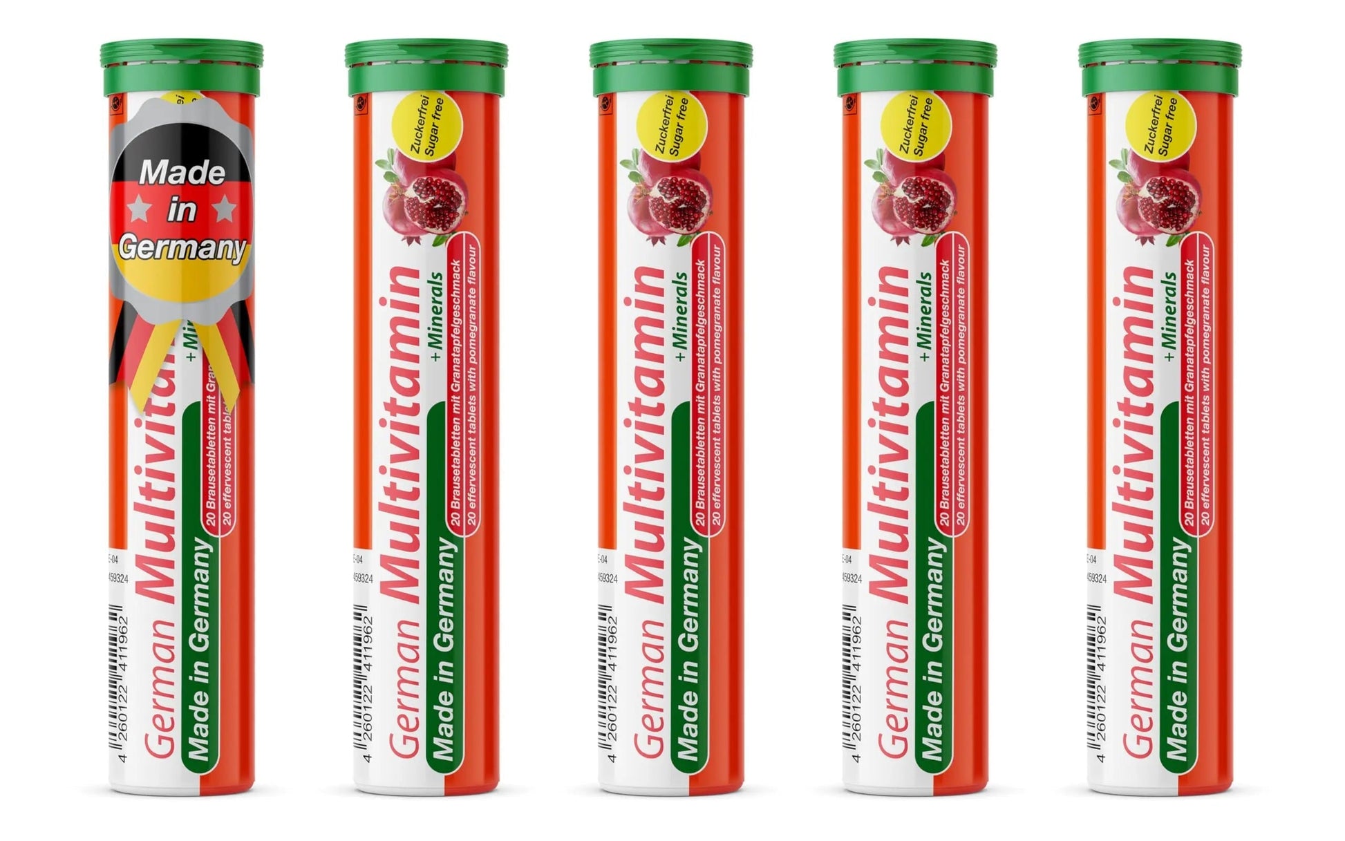 T&D German Multvitamin + Minerals 10 Vitamins 2 Minerals - 100 Vegan Drink Effervescent Tablets - Pomegranate Flavor T&DAu supplements