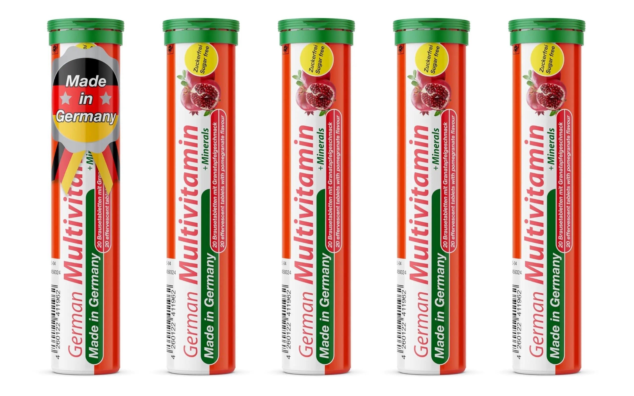 T&D German Multvitamin + Minerals 10 Vitamins 2 Minerals - 100 Vegan Drink Effervescent Tablets - Pomegranate Flavor T&DAu supplements