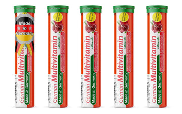 T&D German Multvitamin + Minerals 10 Vitamins 2 Minerals - 100 Vegan Drink Effervescent Tablets - Pomegranate Flavor T&DAu supplements