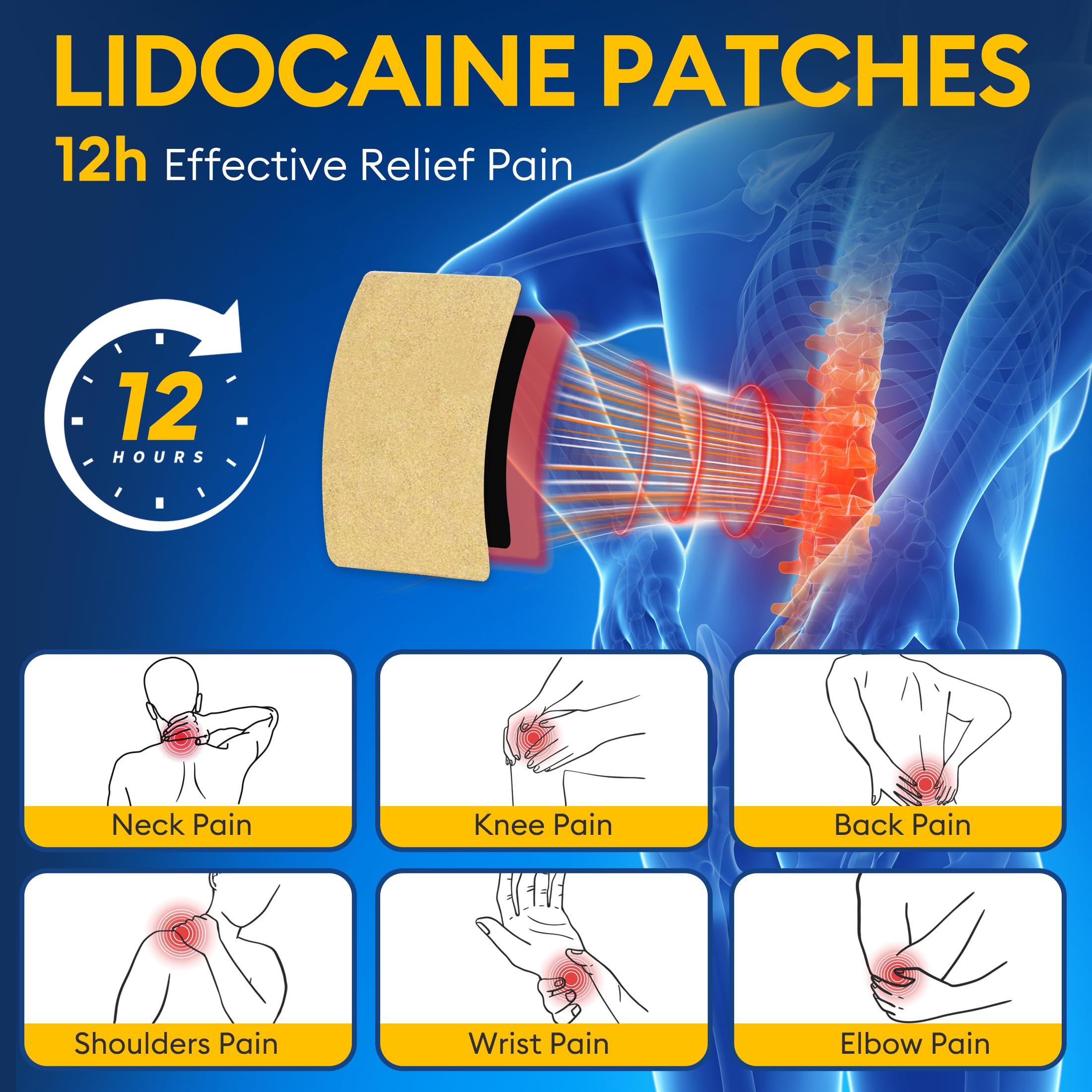 SZLGANG 4% Lidocaine Pain Relief Patches - (Large, 30, Count) Maximum Strength Relief for Back, Neck, Shoulder, Joint & Muscle Pain, 3.9”x 5.5”-03O SZLGANGAu supplements
