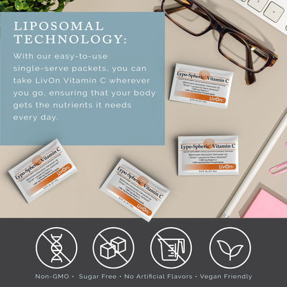 LivOn Laboratories Lypo–Spheric Vitamin C – 6 Cartons (180 Packets) – 1,000 mg Vitamin C & 1,000 mg Essential Phospholipids Per Packet – Liposome Encapsulated for Improved Absorption – 100% Non–GMO LivOn LaboratoriesUS supplements