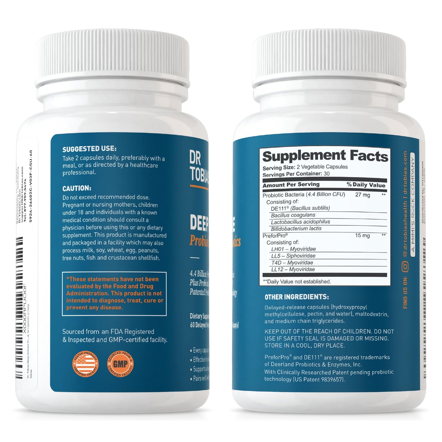 Dr. Tobias Deep Immune Probiotics & Prebiotics, 4.4 Billion CFU Probiotics for Women Dr. TobiasUS supplements