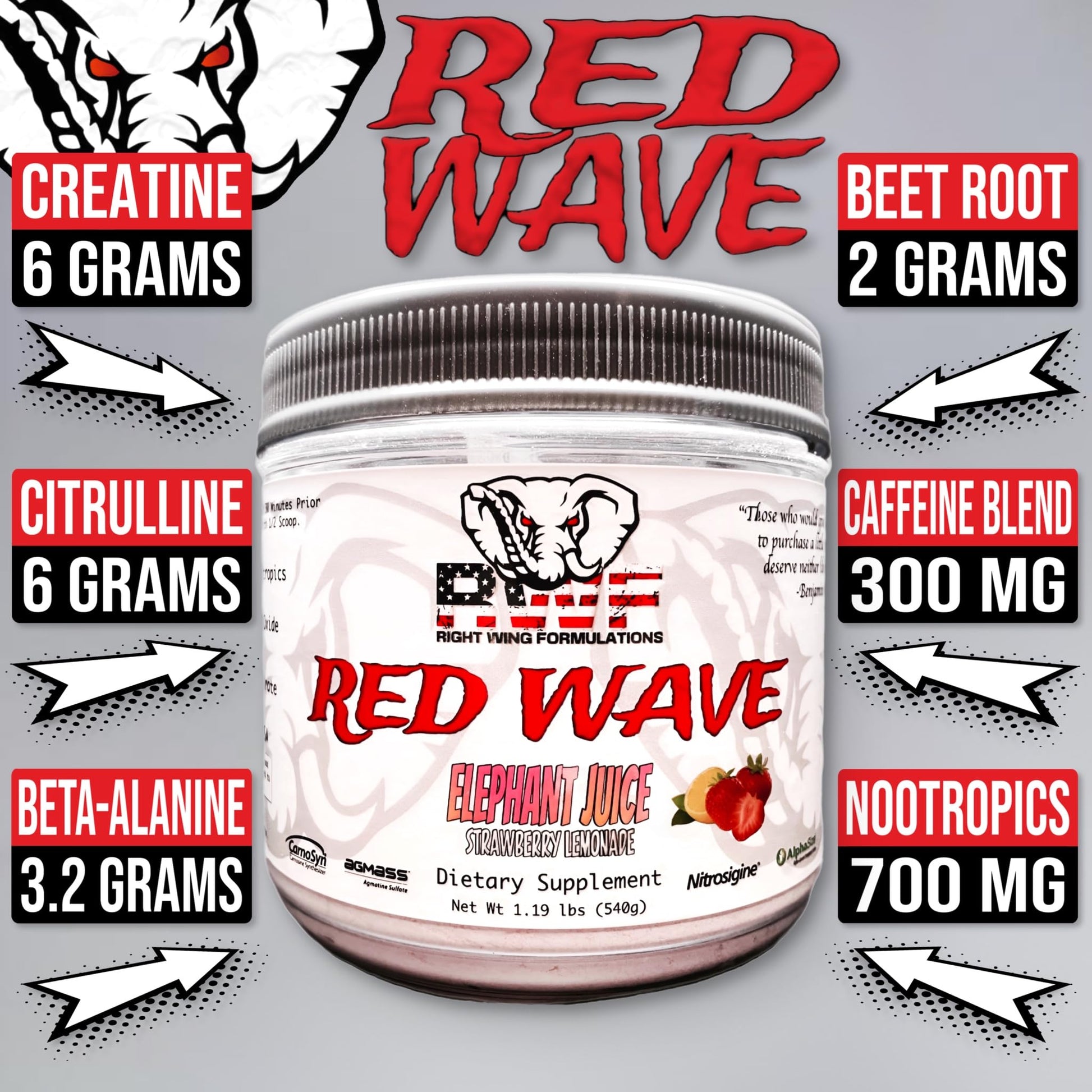 Red Wave Pre Workout Powder With Creatine, Perfect For Men And Women Right Wing FormulationsAu supplements
