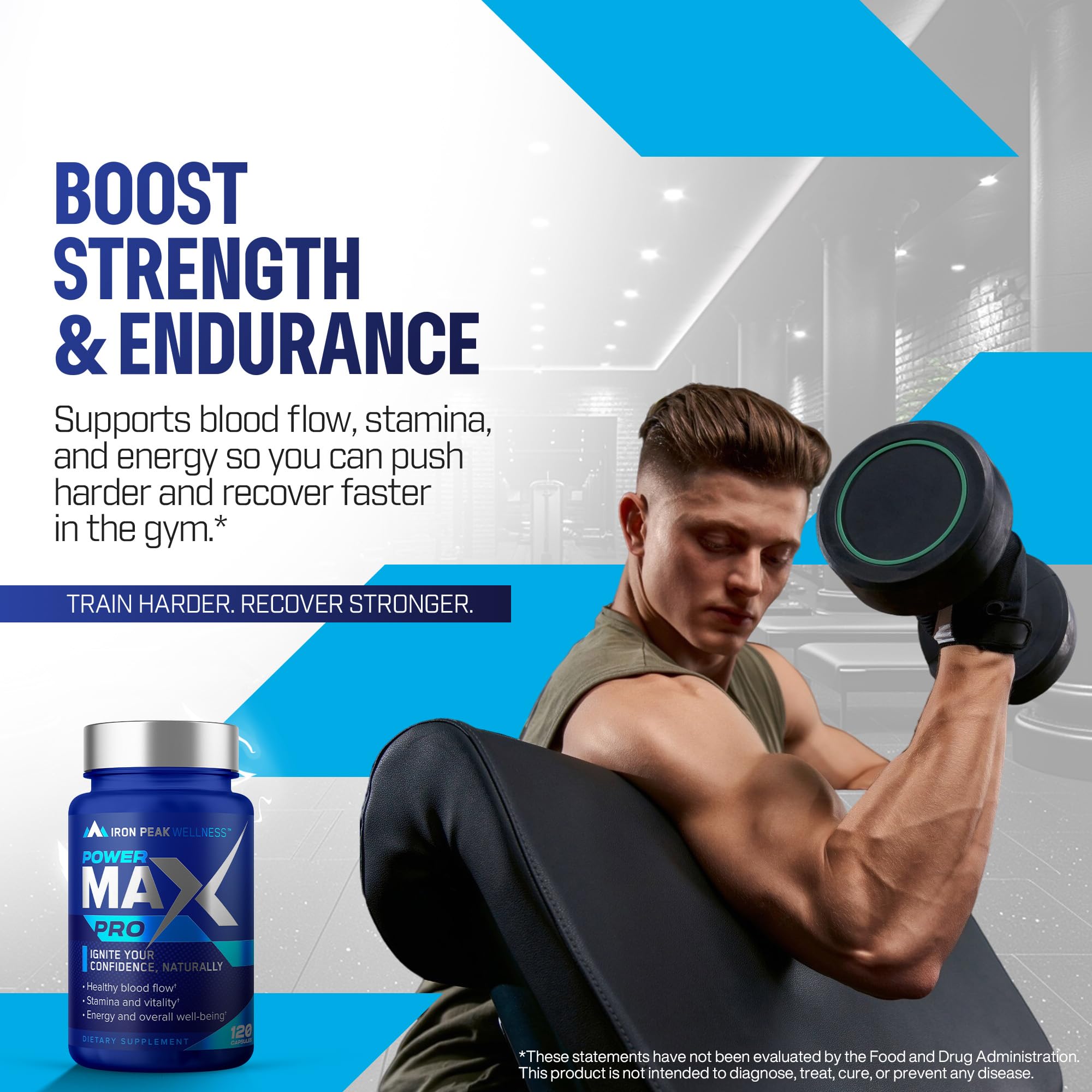 Testosterone Booster Pills for Men - Male Enhancing Supplement - Fast Acting Blood Flow, Muscle Growth, Strength, Energy, Libido, Endurance, Workout - Natural Performance Test Boost - 60 Day Serving IronPeak WellnessAu supplements