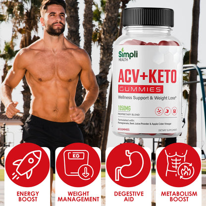 Nutrocell Simpli Health ACV Ketos Gummies Keto Apple Cider Vinegar 1050mg, Simplihealth NutrocellUS supplements
