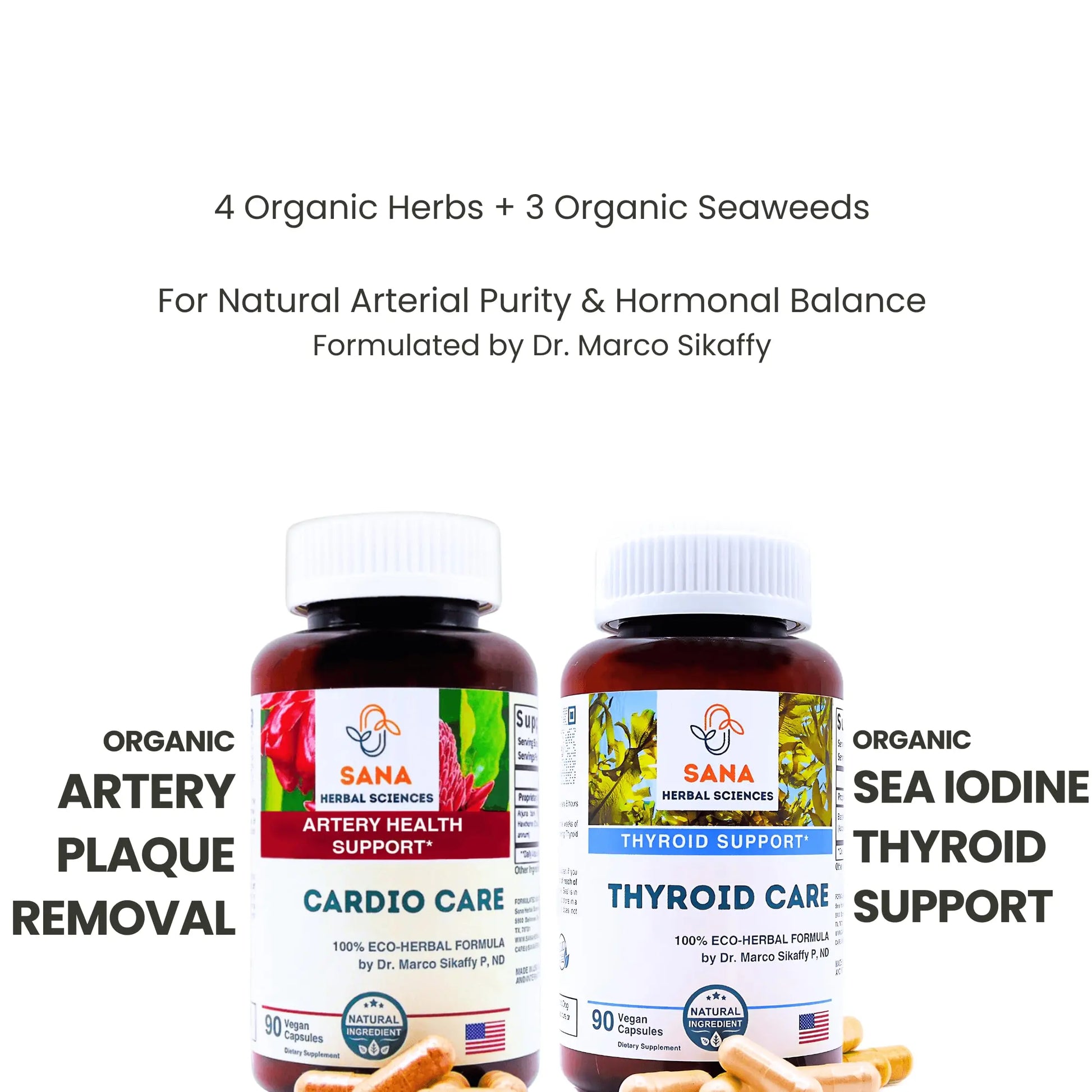 Sana Herbal Sciences Artery Plaque Removal & Sea Iodine Thyroid Support Organic Blends Sana Herbal Sciencesnz supplements