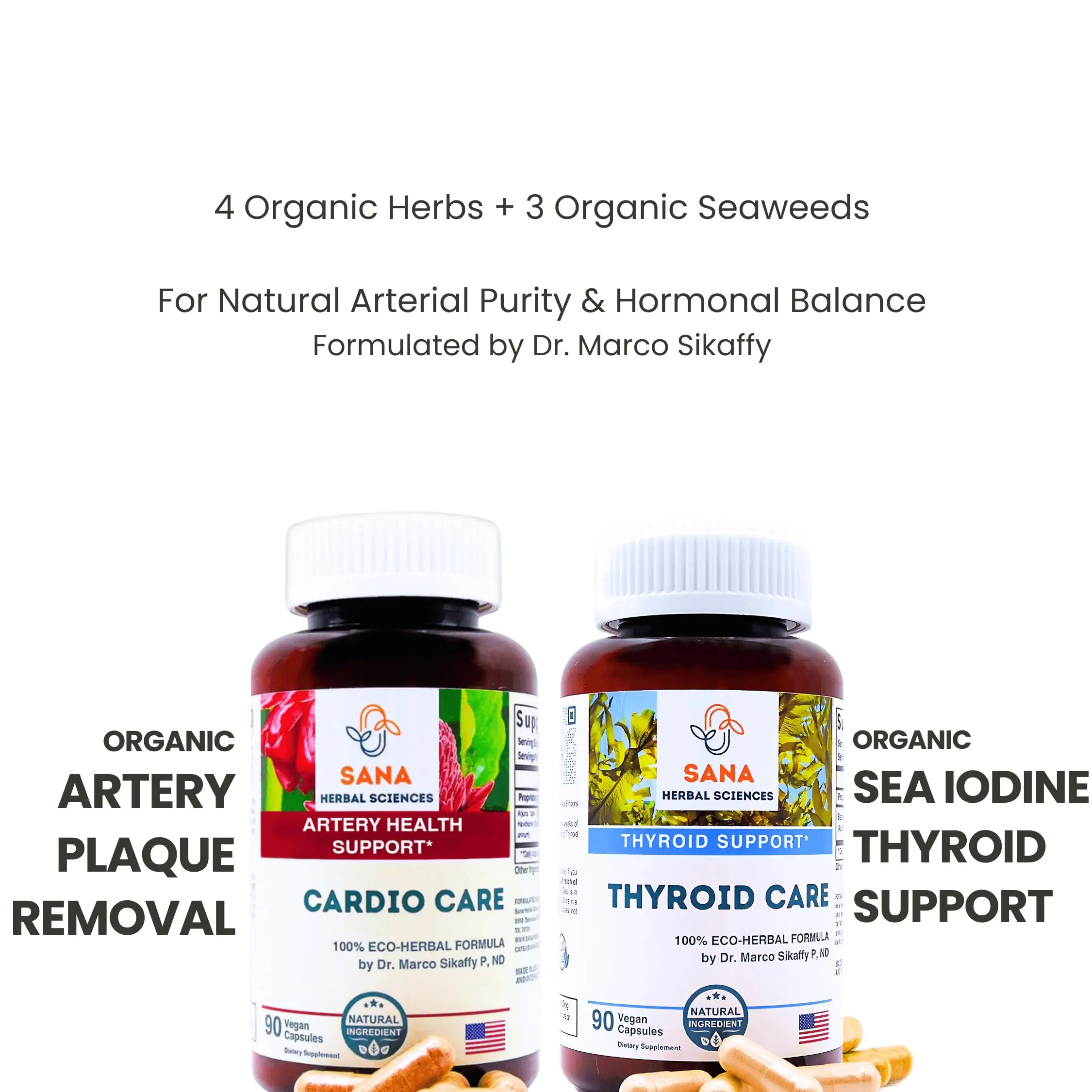 Sana Herbal Sciences Artery Plaque Removal & Sea Iodine Thyroid Support Organic Blends Sana Herbal Sciencesnz supplements