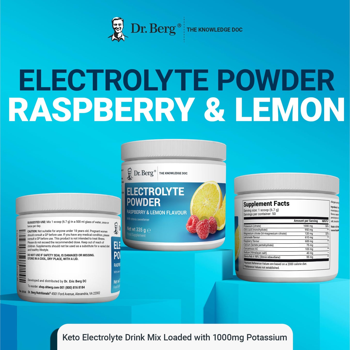 Dr. Berg Electrolyte Powder - Electrolyte Drink Supplements with 1000mg Potassium Dr. Berg NutritionalsUS supplements