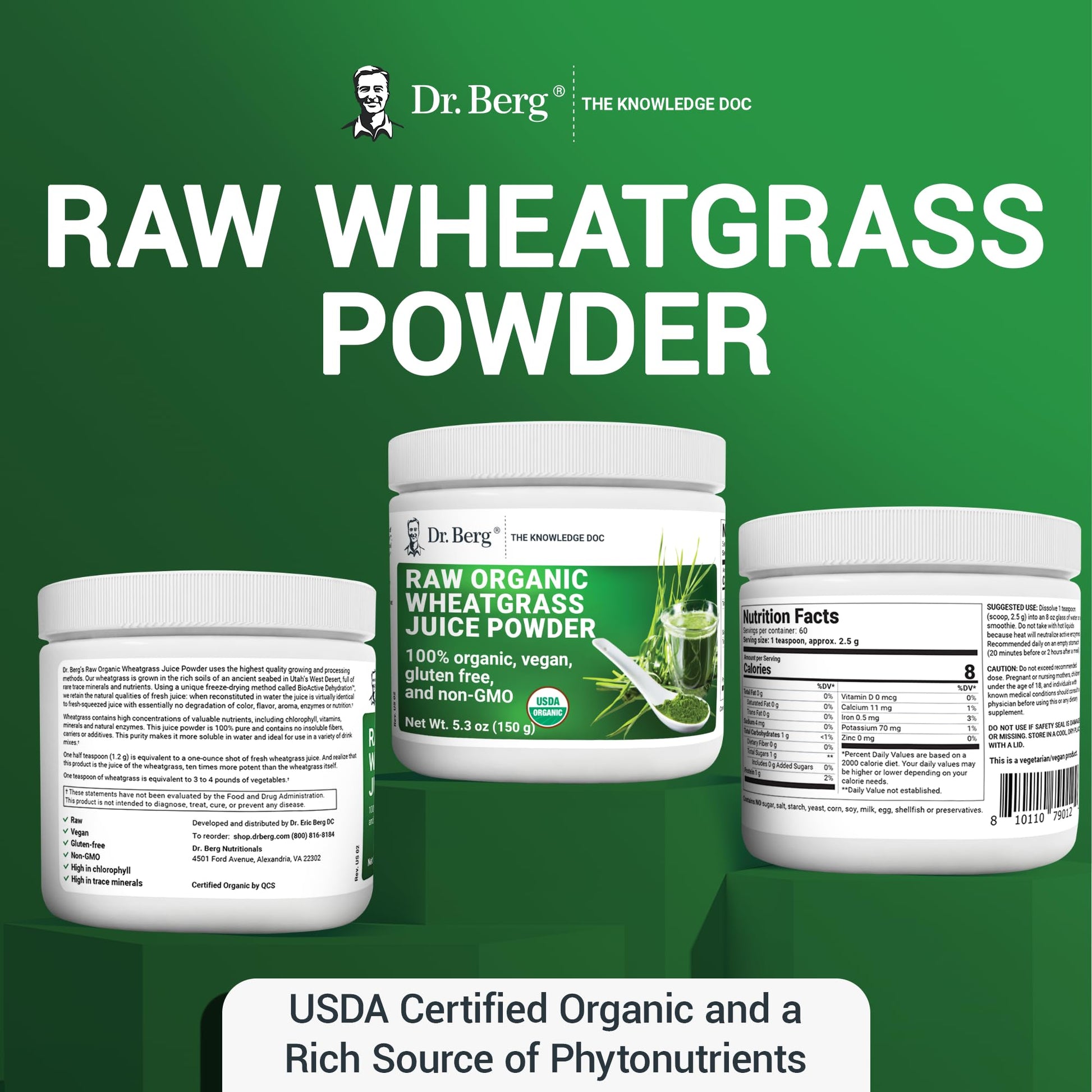 Dr. Berg's Wheatgrass Superfood Powder - Raw Juice Organic Ultra-Concentrated Rich Dr. Berg NutritionalsUS supplements