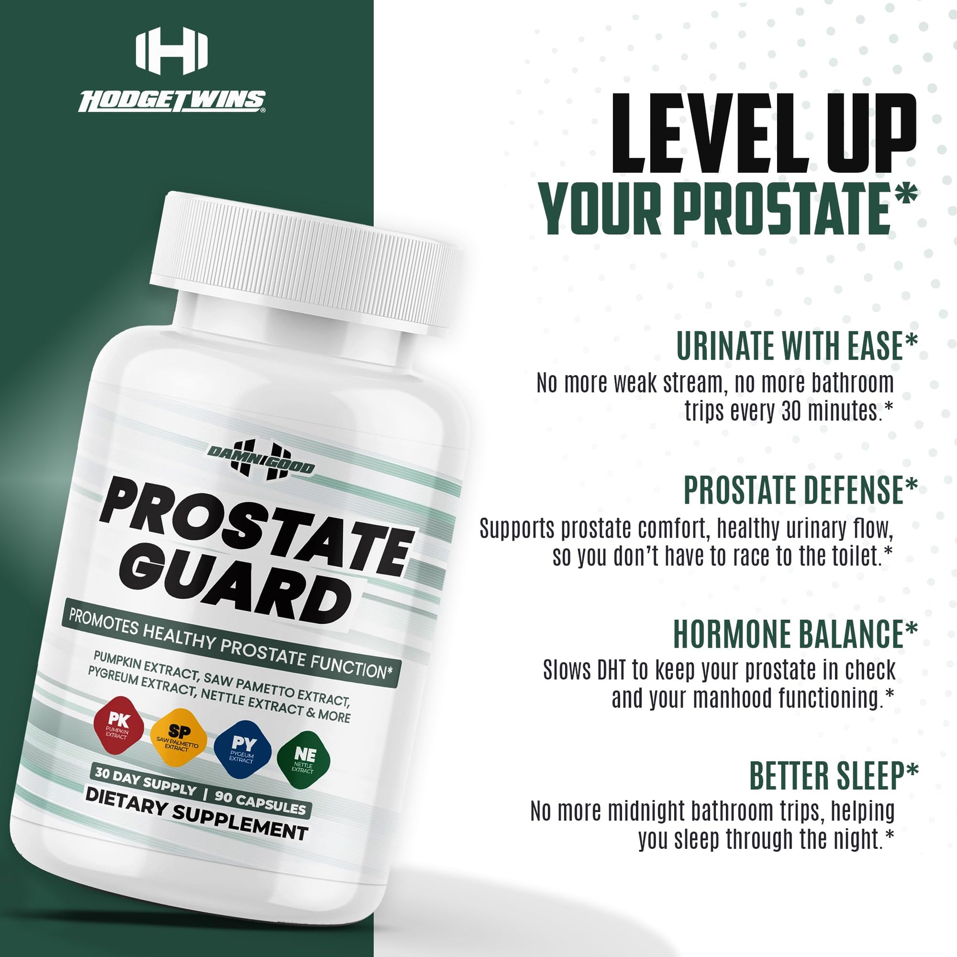 DAMN GOOD The Hodge Twins Prostate Guard - 90 Capsules Guard Vitality Complex – Comfort Blend for Nighttime Routine, Restful Rhythm - Men's Supplements for Health Supports Relaxation DAMN GOODAu supplements